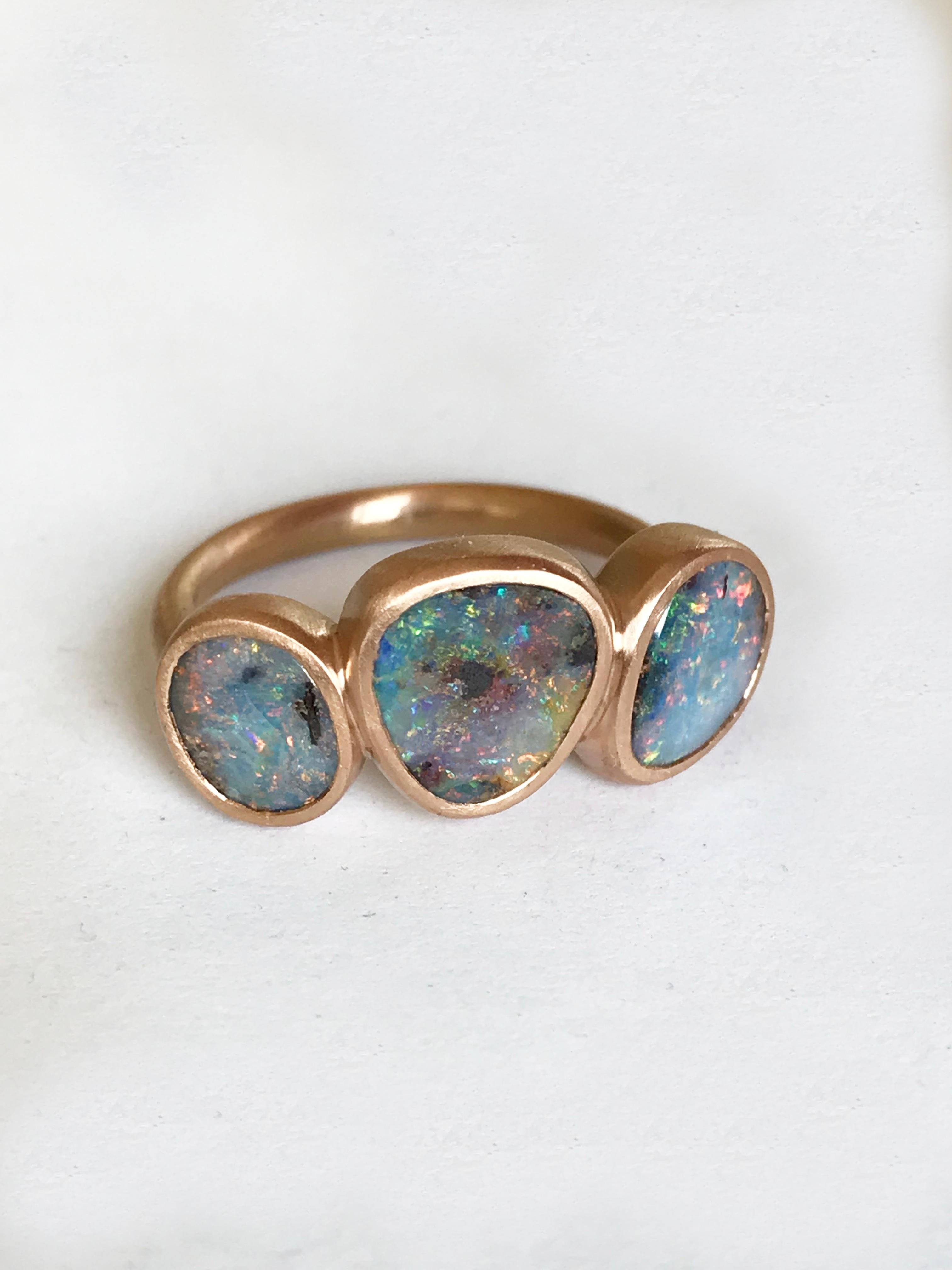 Dalben Trilogy Boulder Opal Rose Gold Ring For Sale 6