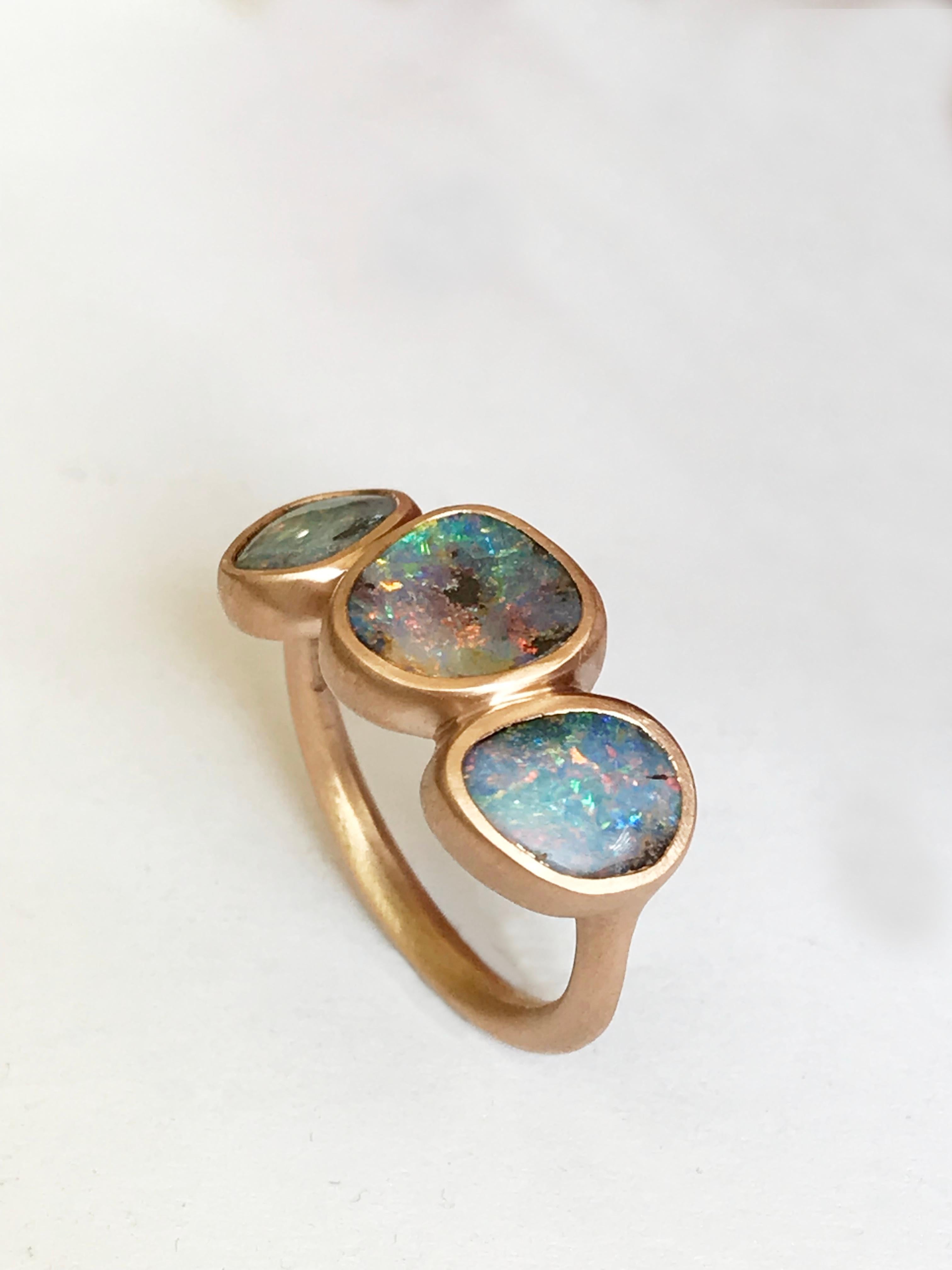 Dalben Trilogy Boulder Opal Rose Gold Ring For Sale 7