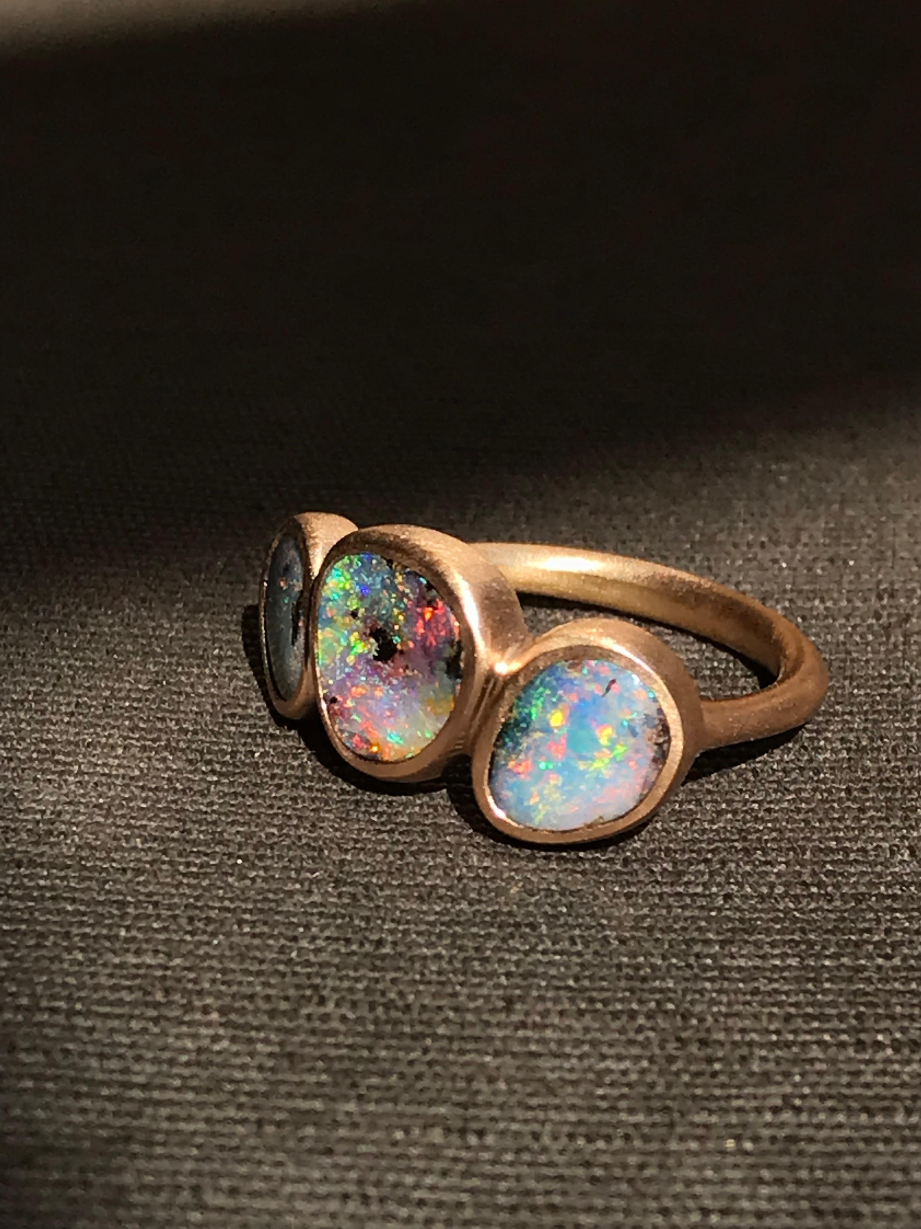 Dalben Trilogy Boulder Opal Rose Gold Ring For Sale 9