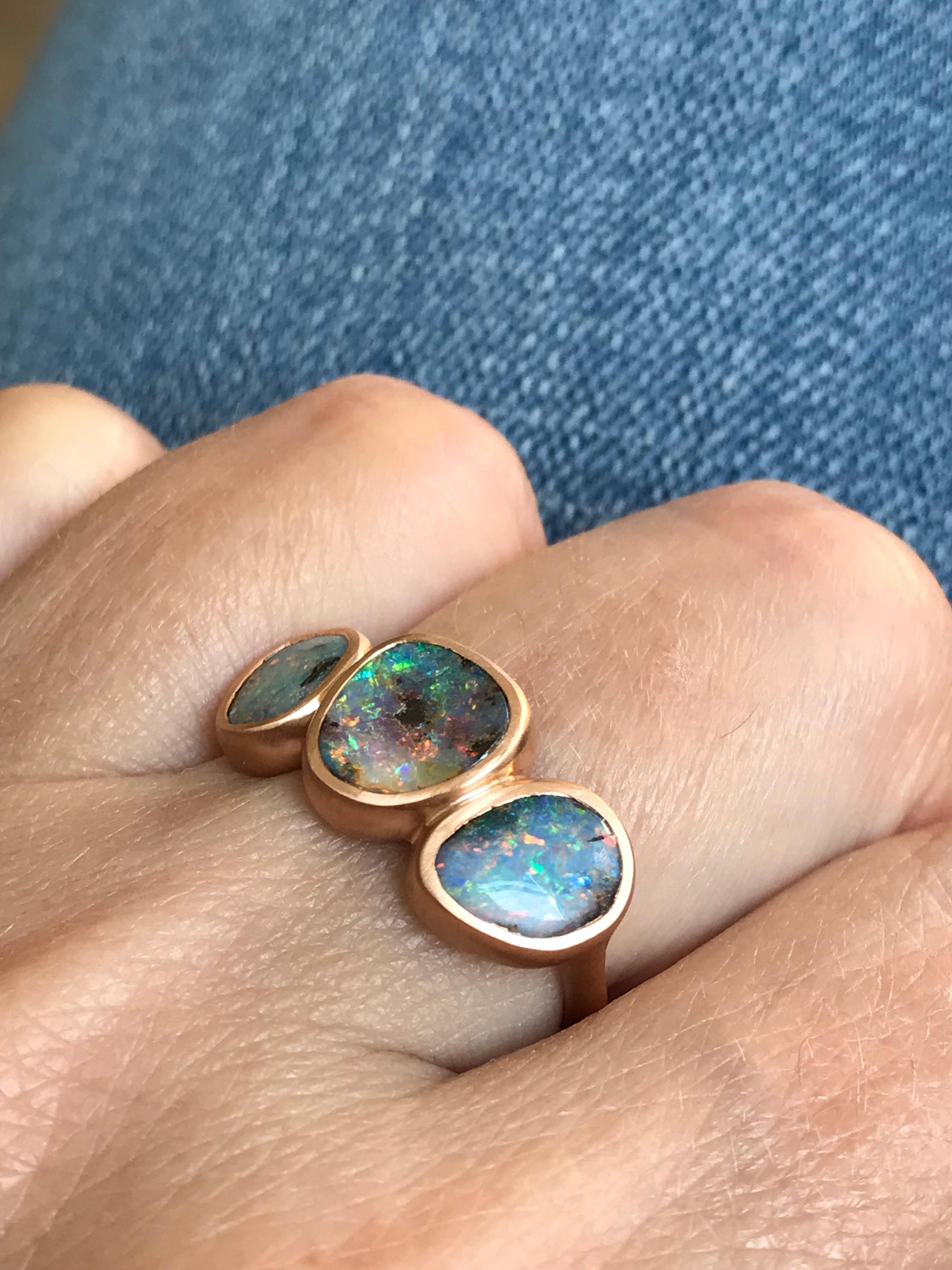 Dalben Trilogy Boulder Opal-Ring aus Roségold im Angebot 13