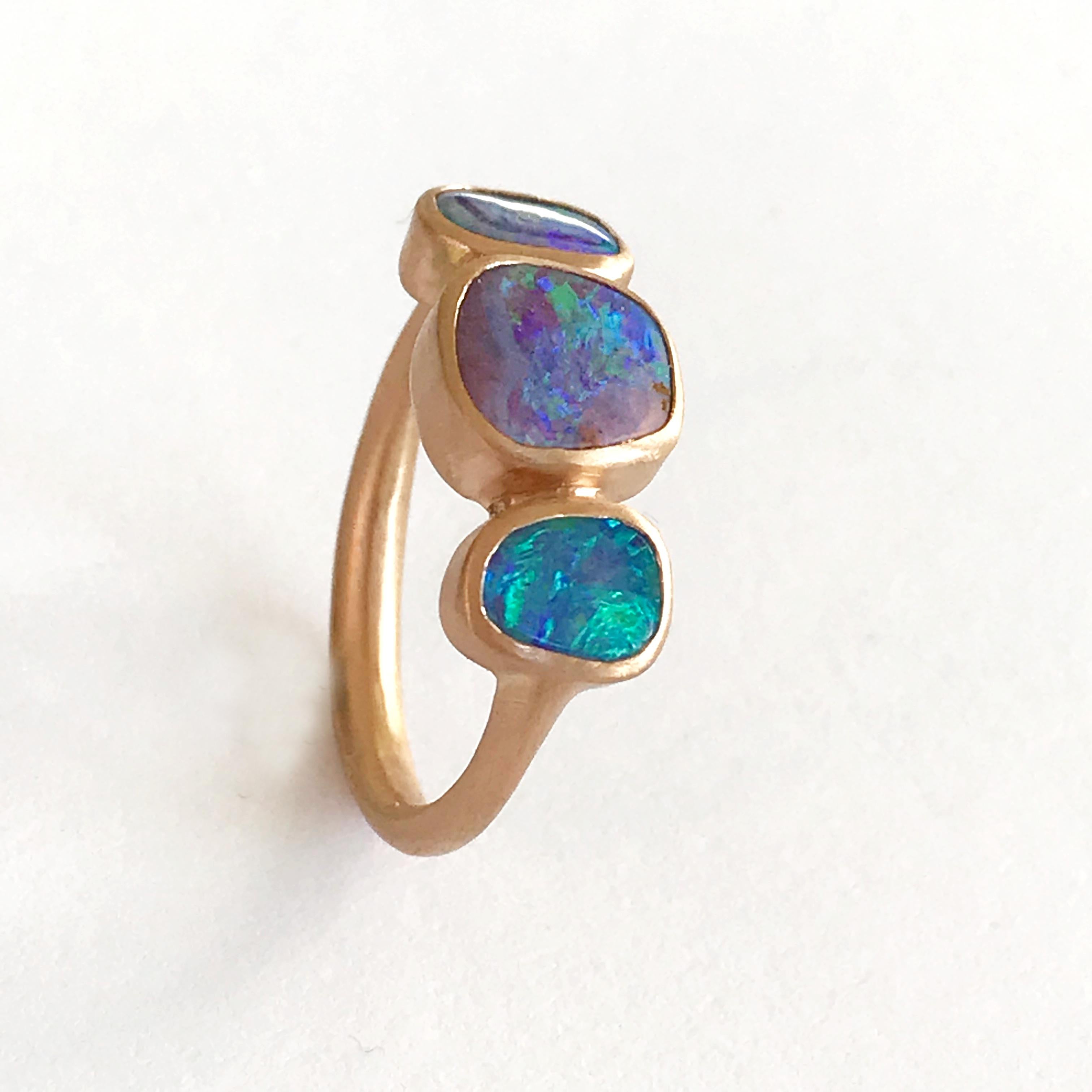 Contemporary Dalben Trilogy Boulder Opal Rose Gold Ring