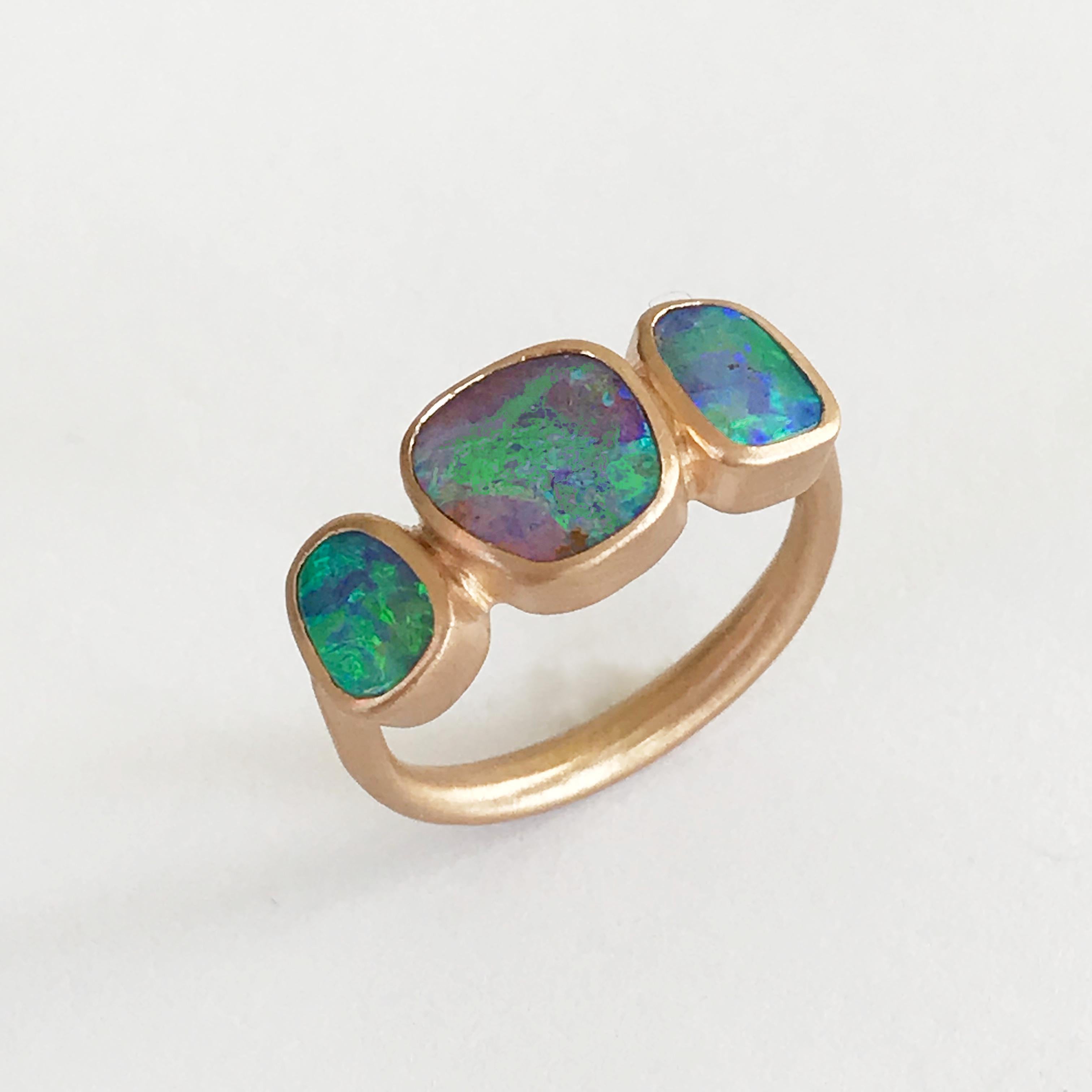 Dalben Trilogy Boulder Opal Rose Gold Ring In New Condition In Como, IT