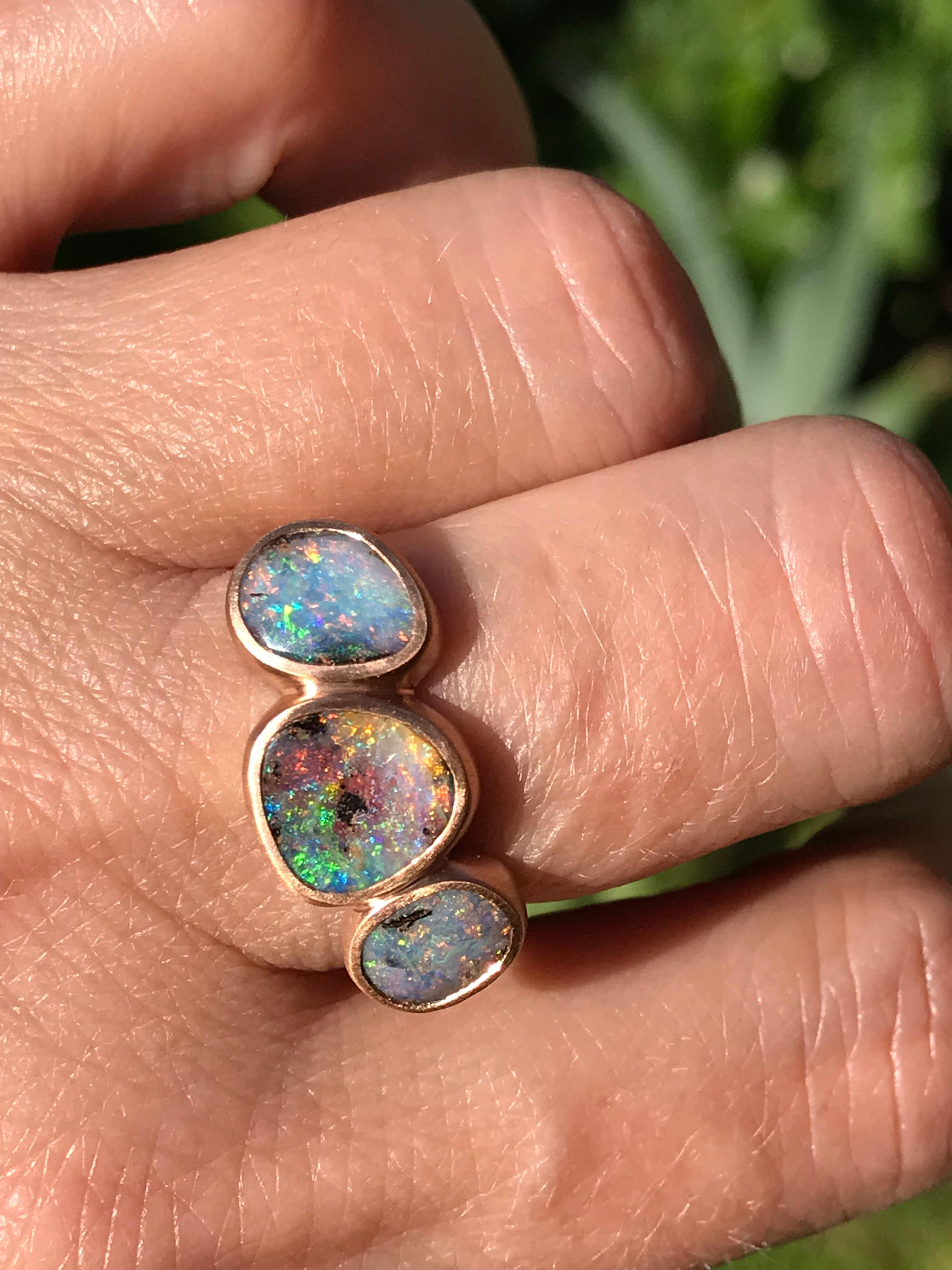 Women's Dalben Trilogy Boulder Opal Rose Gold Ring For Sale