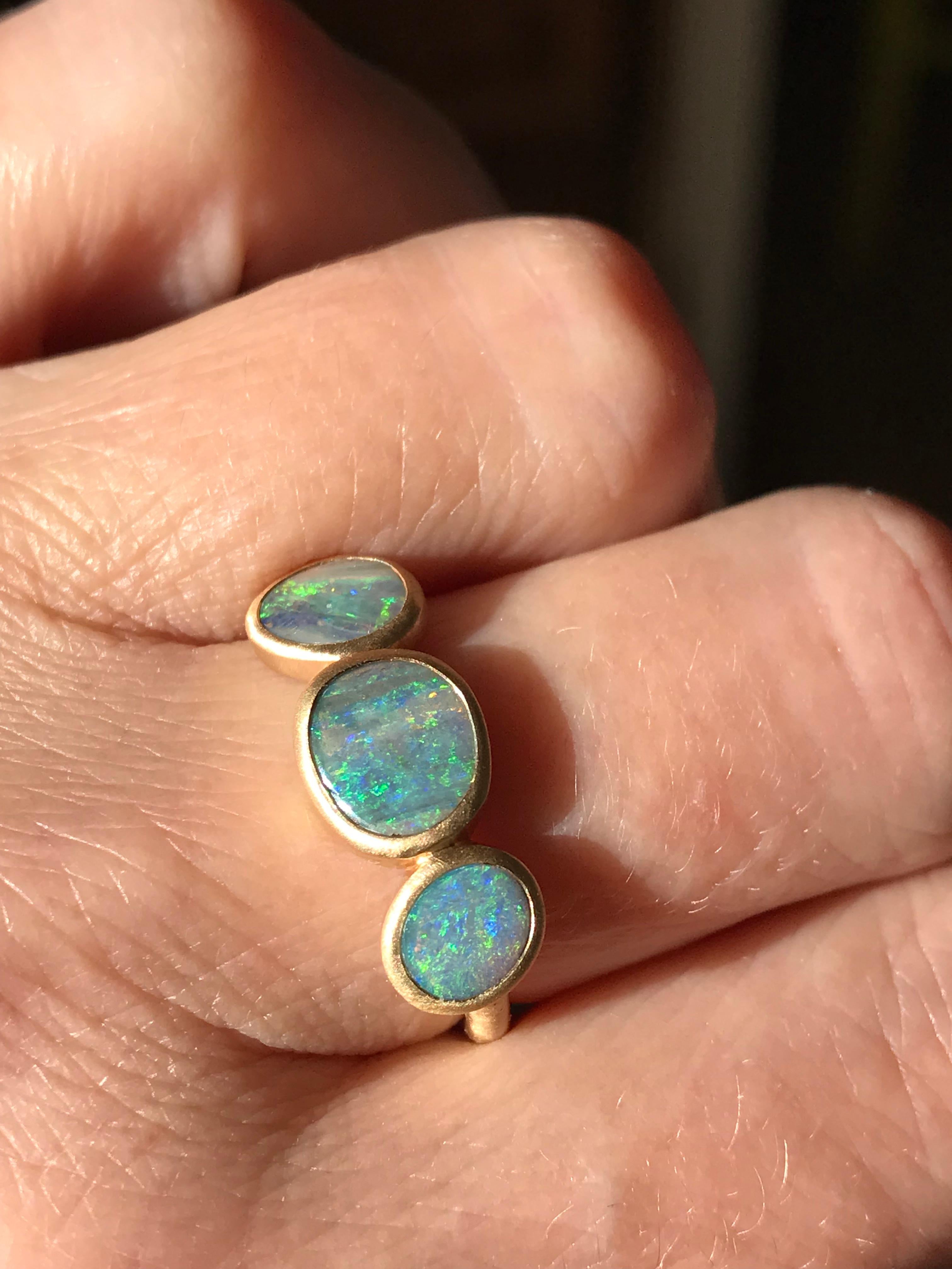 Dalben Trilogy Boulder Opal Yellow Gold Ring In New Condition In Como, IT