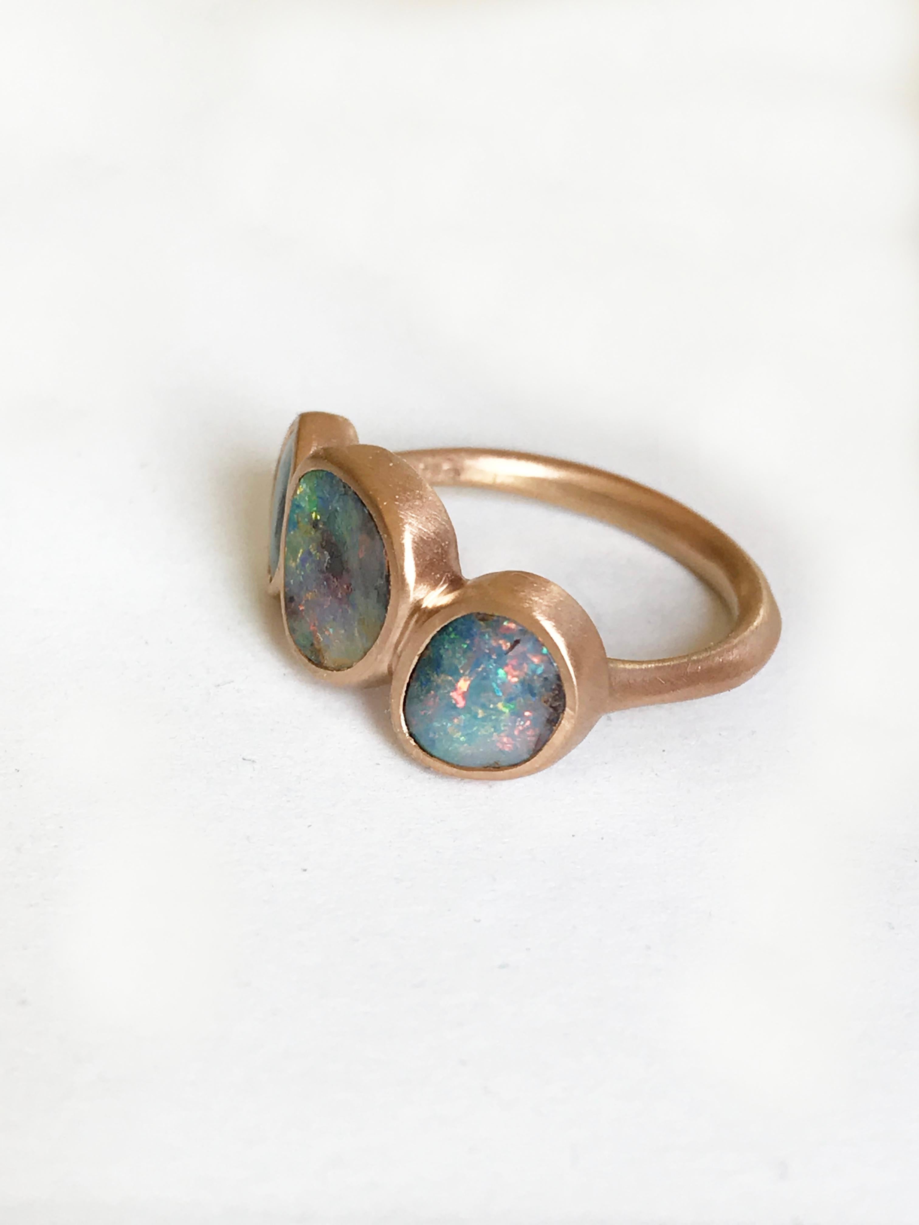 Dalben Trilogy Boulder Opal Rose Gold Ring For Sale 2