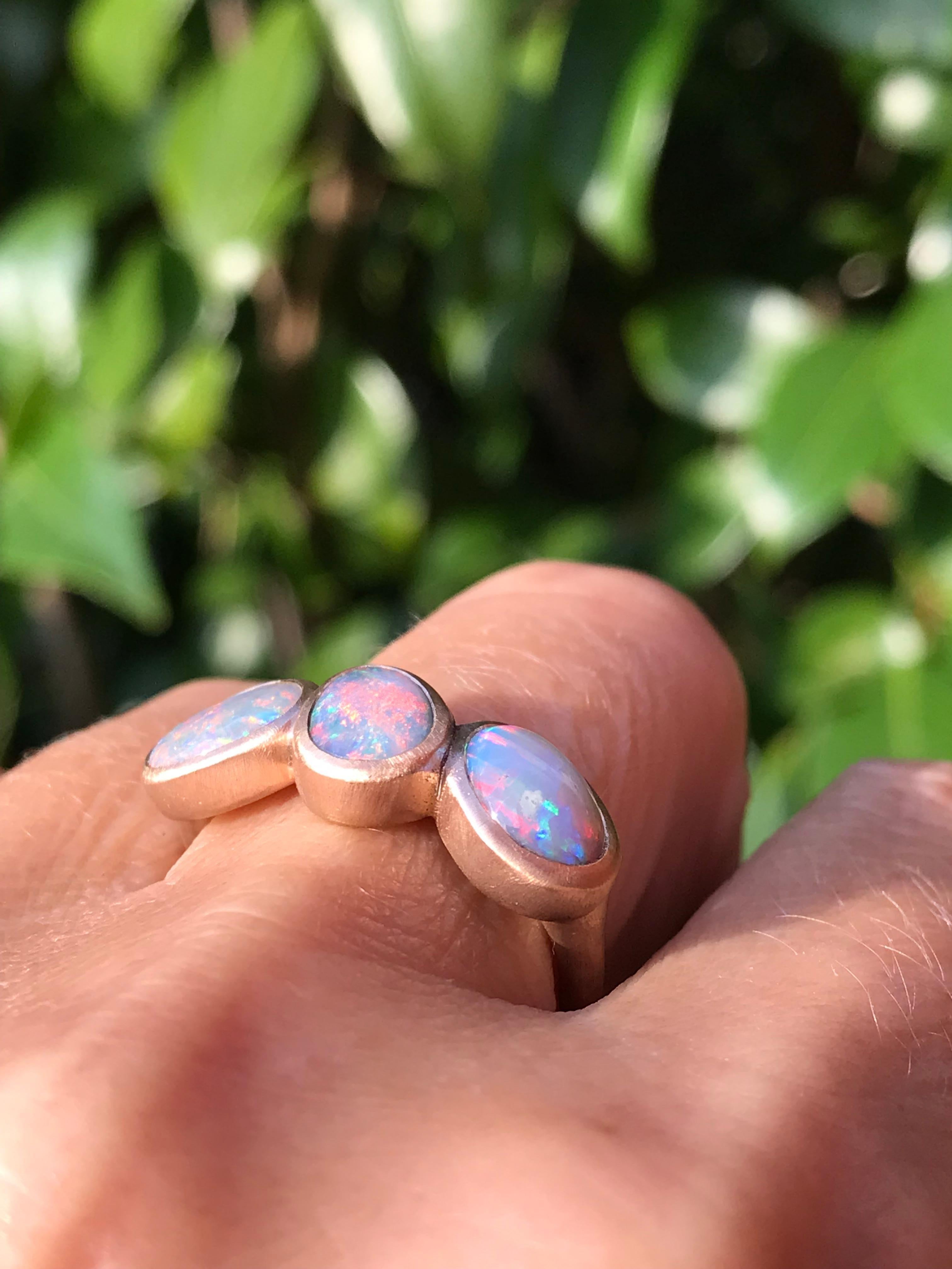 Contemporary Dalben Trilogy Opal Rose Gold Ring For Sale