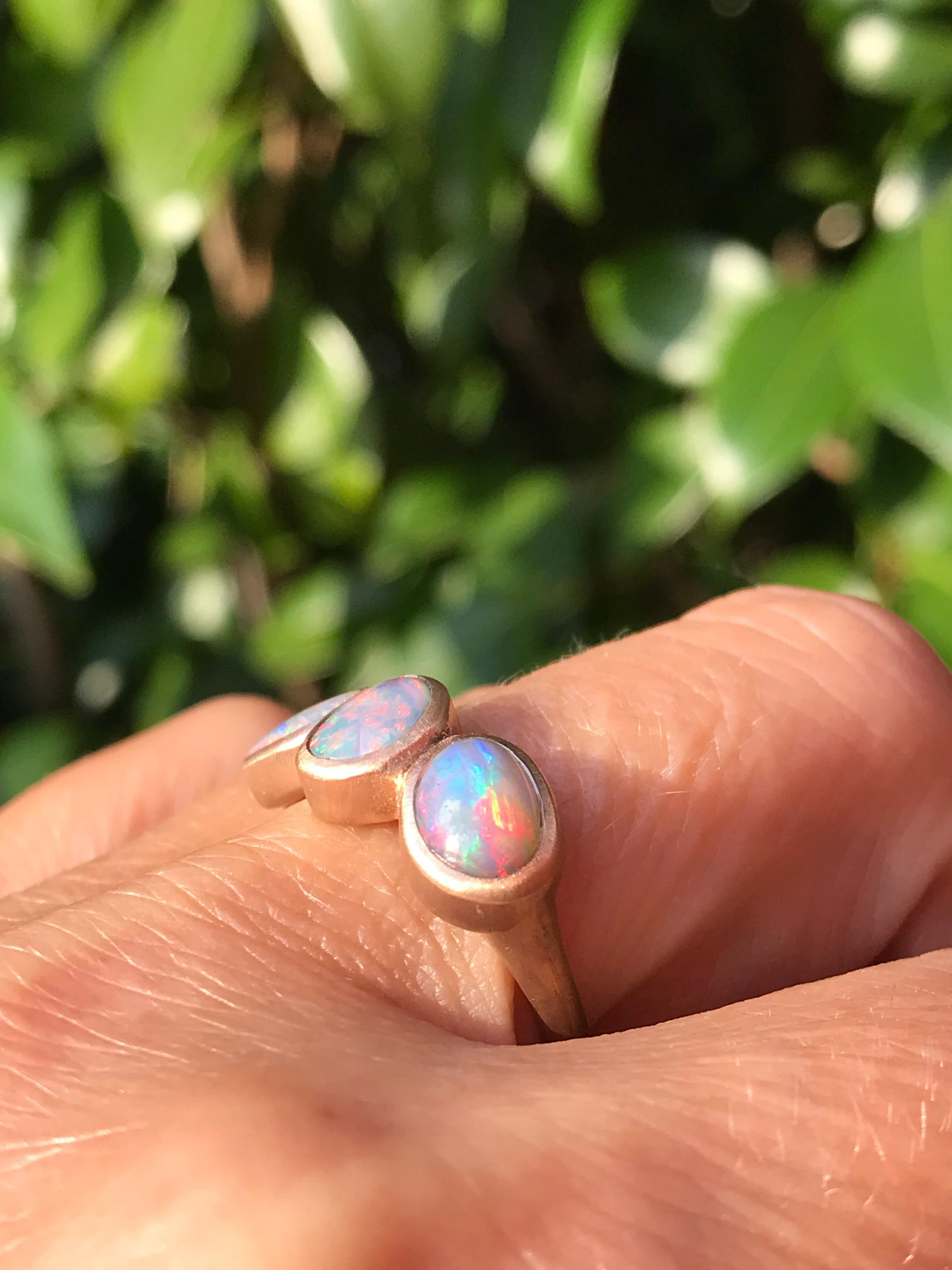 Mixed Cut Dalben Trilogy Opal Rose Gold Ring For Sale