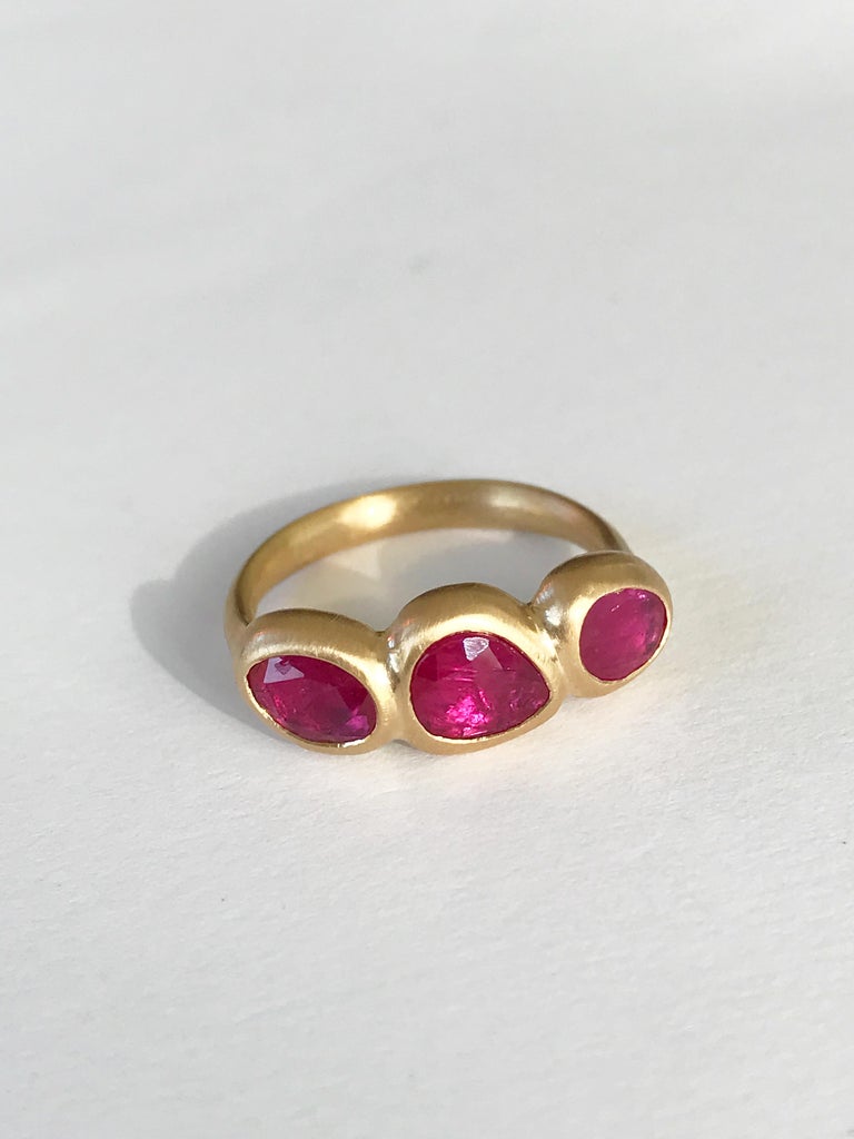 Dalben Trilogy Rose Cut Slice Ruby Yellow Gold Ring For Sale at 1stDibs