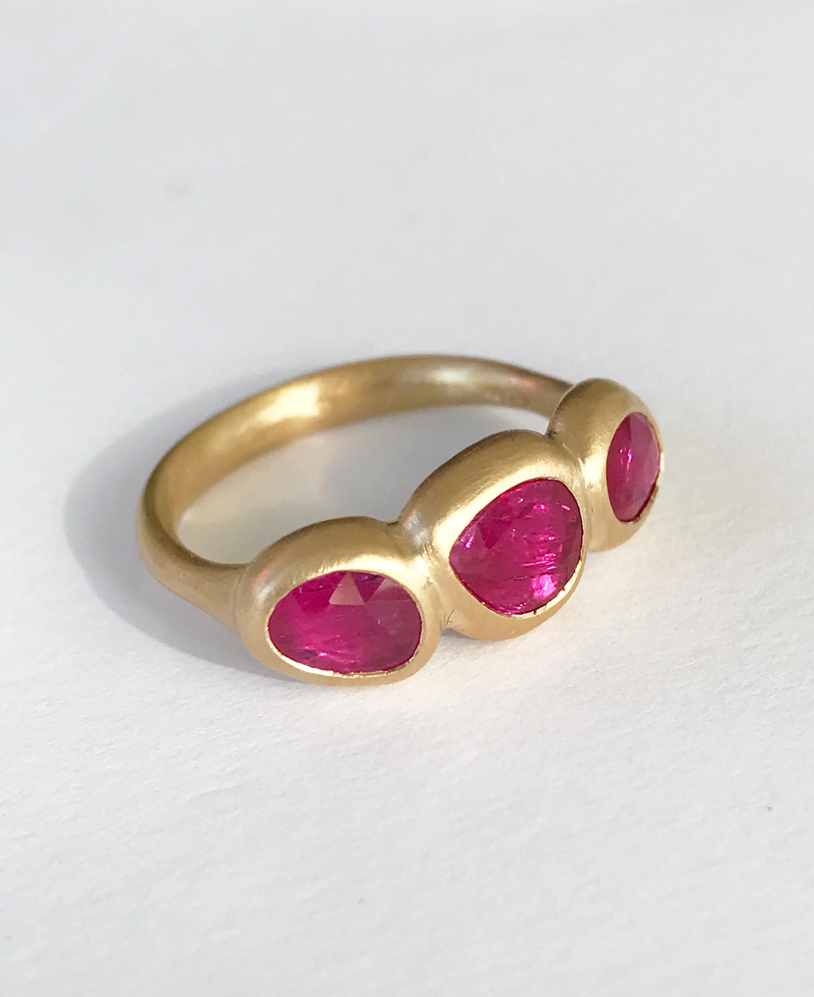 Dalben Trilogy Rose Cut Slice Ruby Yellow Gold Ring In New Condition For Sale In Como, IT