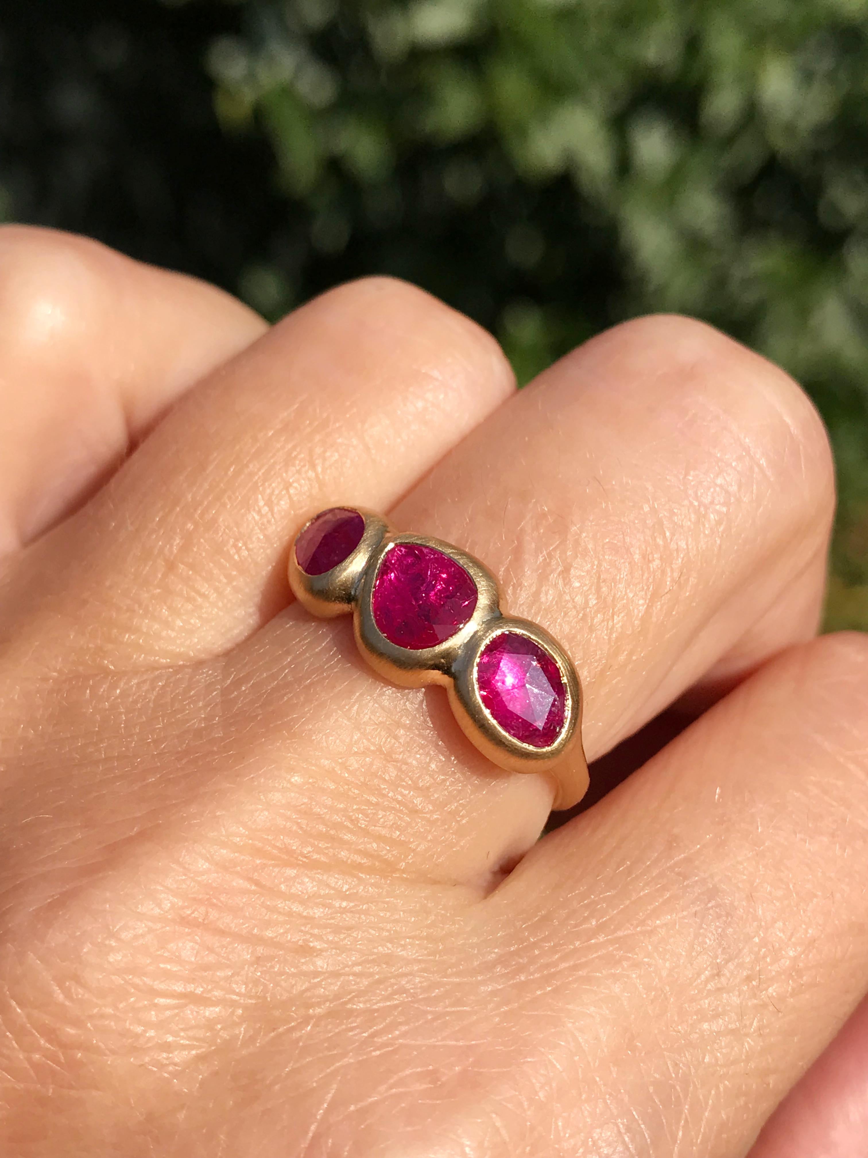 Dalben Trilogy Rose Cut Slice Ruby Yellow Gold Ring For Sale 3