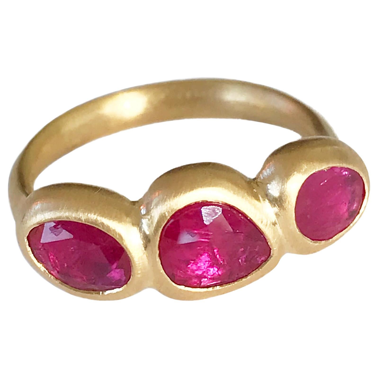 Dalben Trilogy Rose Cut Slice Ruby Yellow Gold Ring For Sale