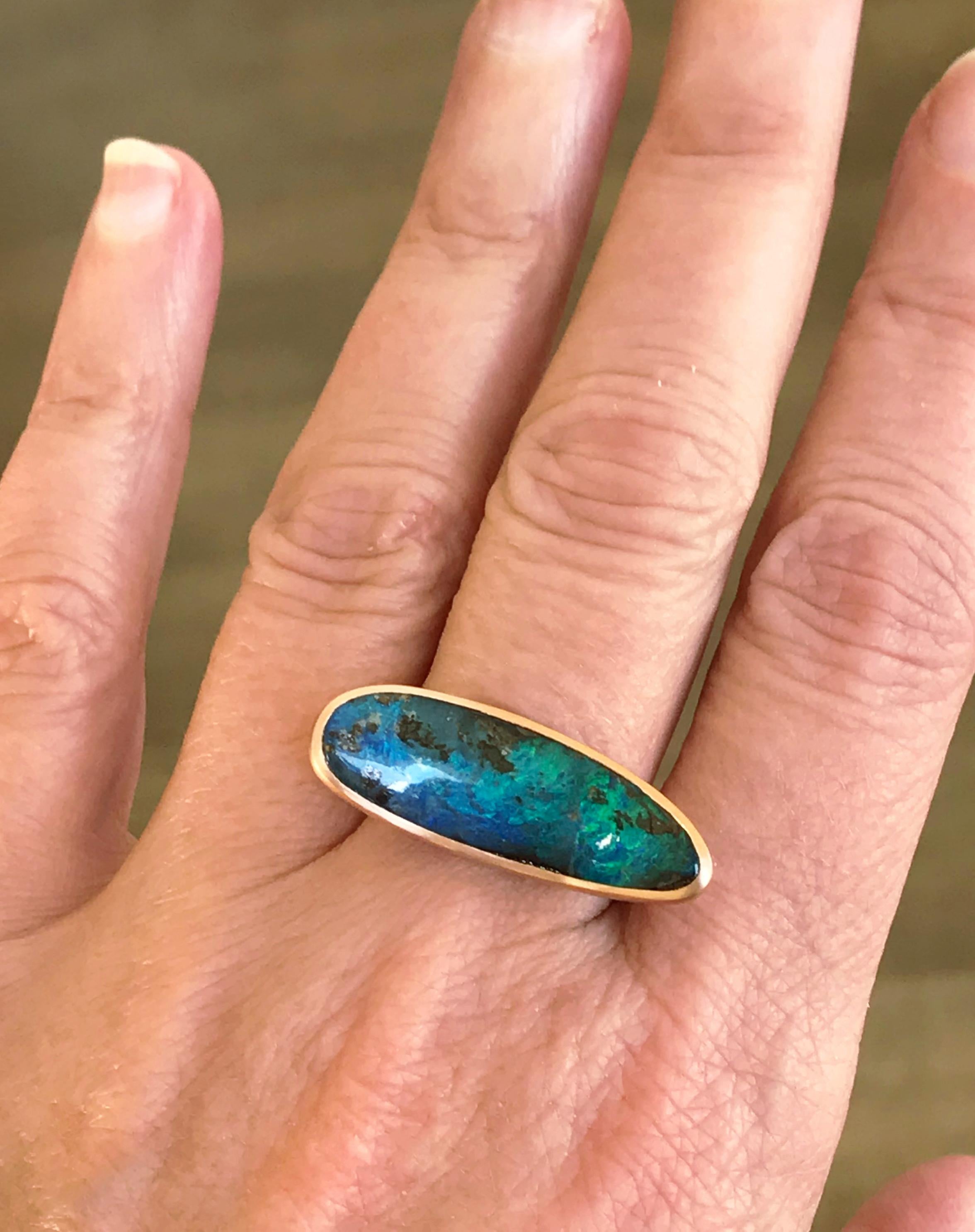 Dalben Sehr langer Boulder-Opal-Ring aus Roségold im Angebot 10