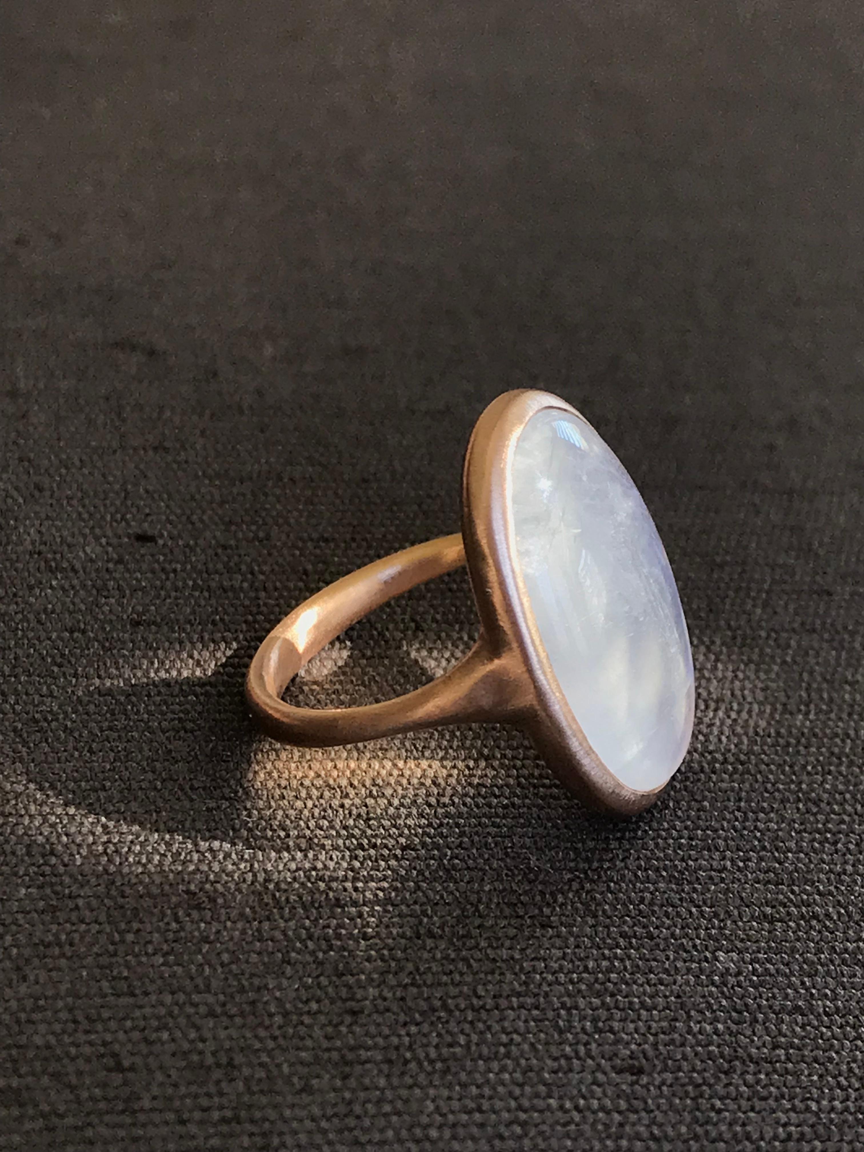 Dalben White Moonstone Rose Gold Ring 8