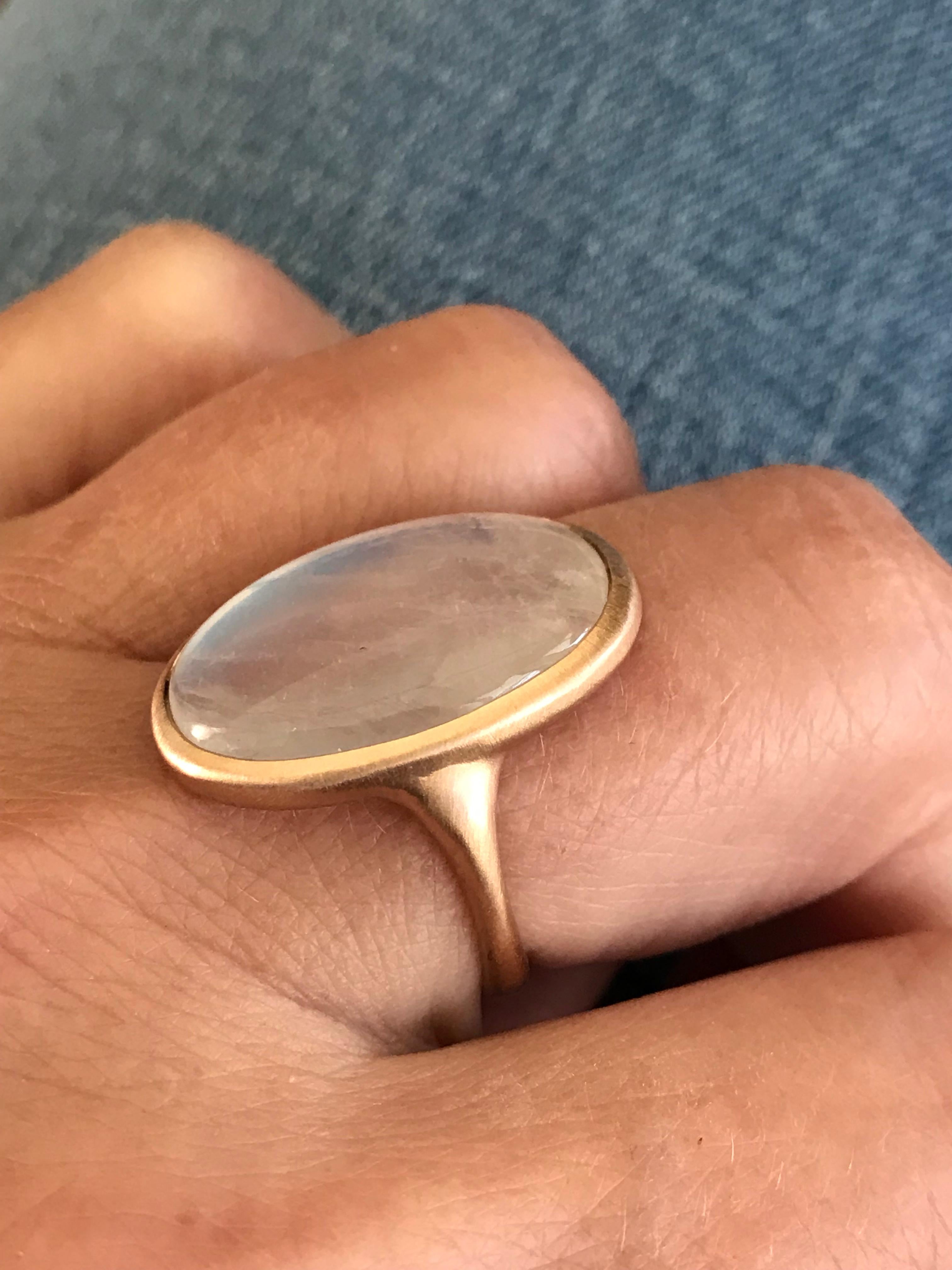 Dalben White Moonstone Rose Gold Ring 9