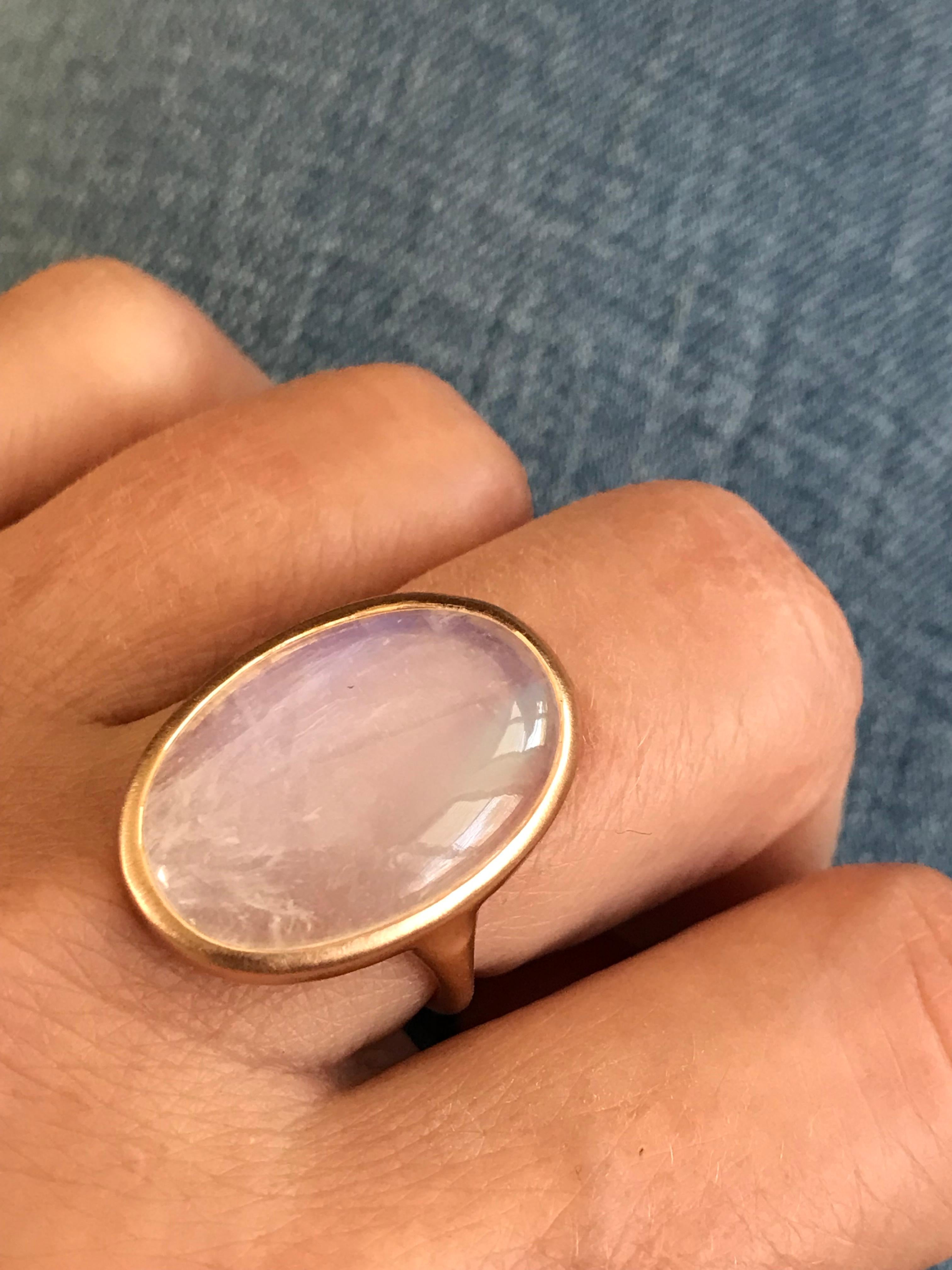 Dalben White Moonstone Rose Gold Ring 10