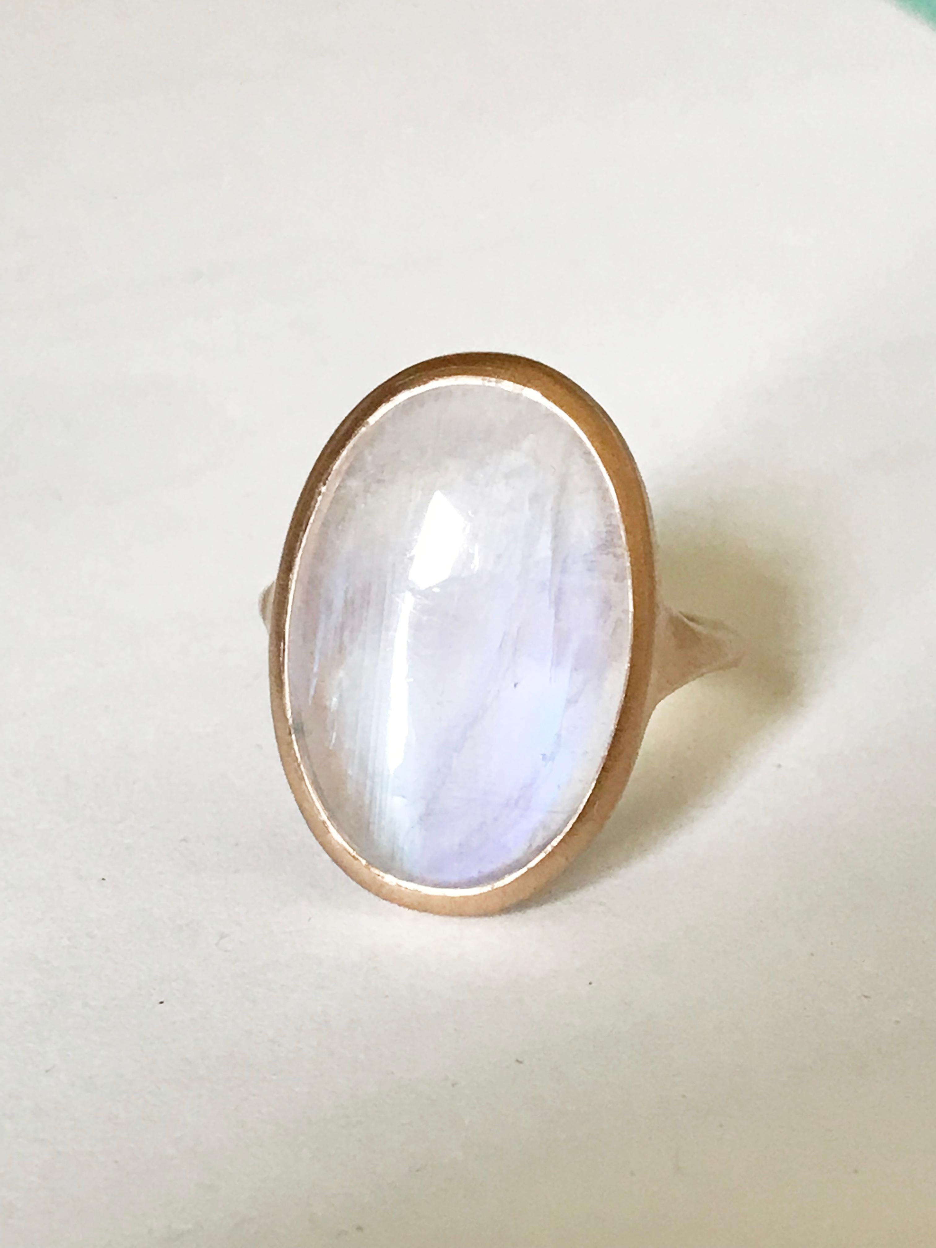 Dalben White Moonstone Rose Gold Ring 3