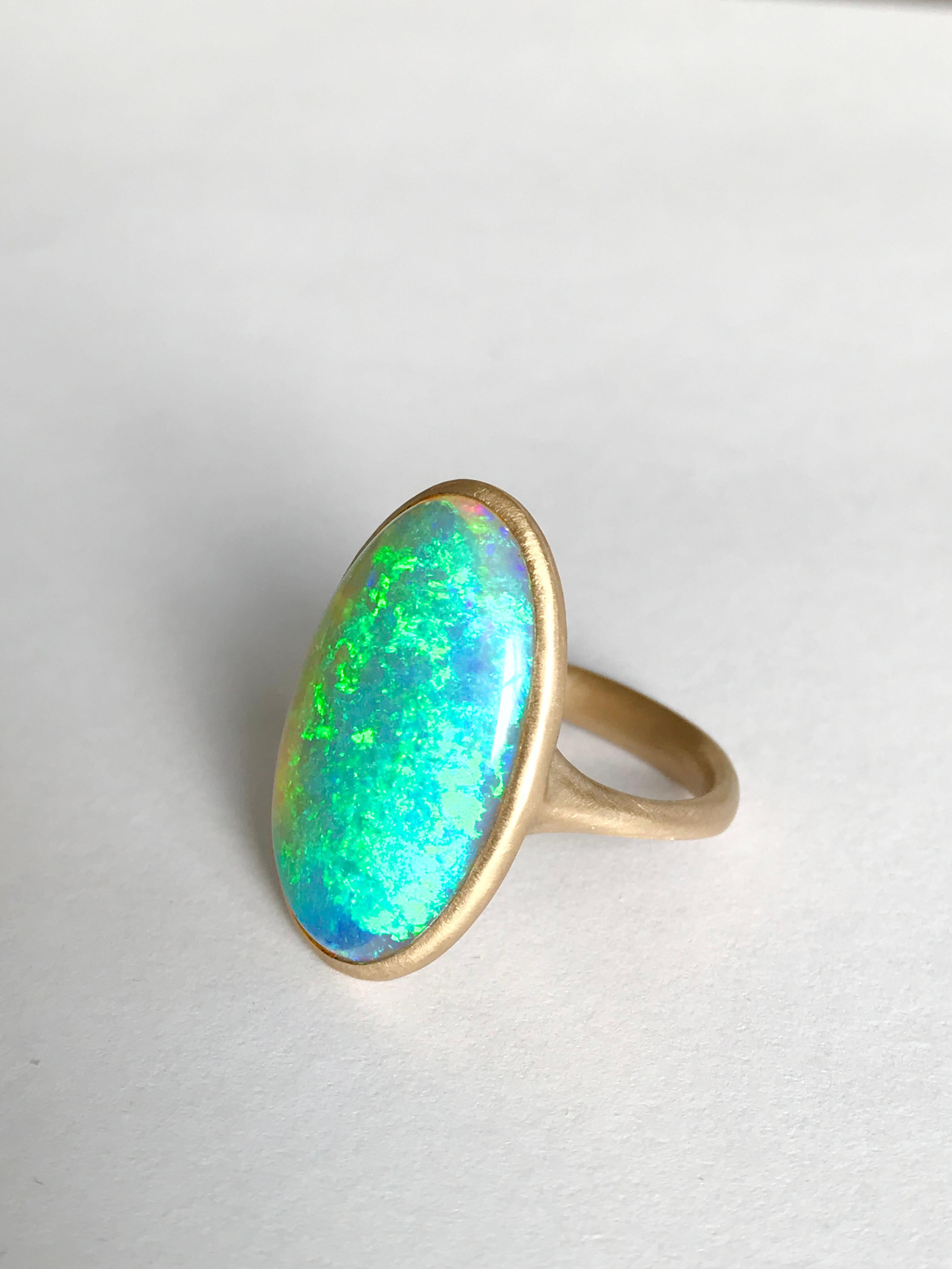 Dalben Yellow Gold Ring and Australian Coober Pedy Opal For Sale 1