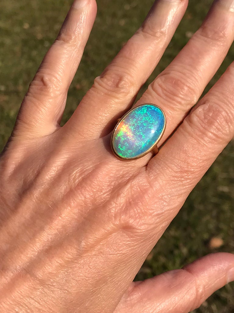 Dalben Yellow Gold Ring and Australian Coober Pedy Opal For Sale at 1stDibs