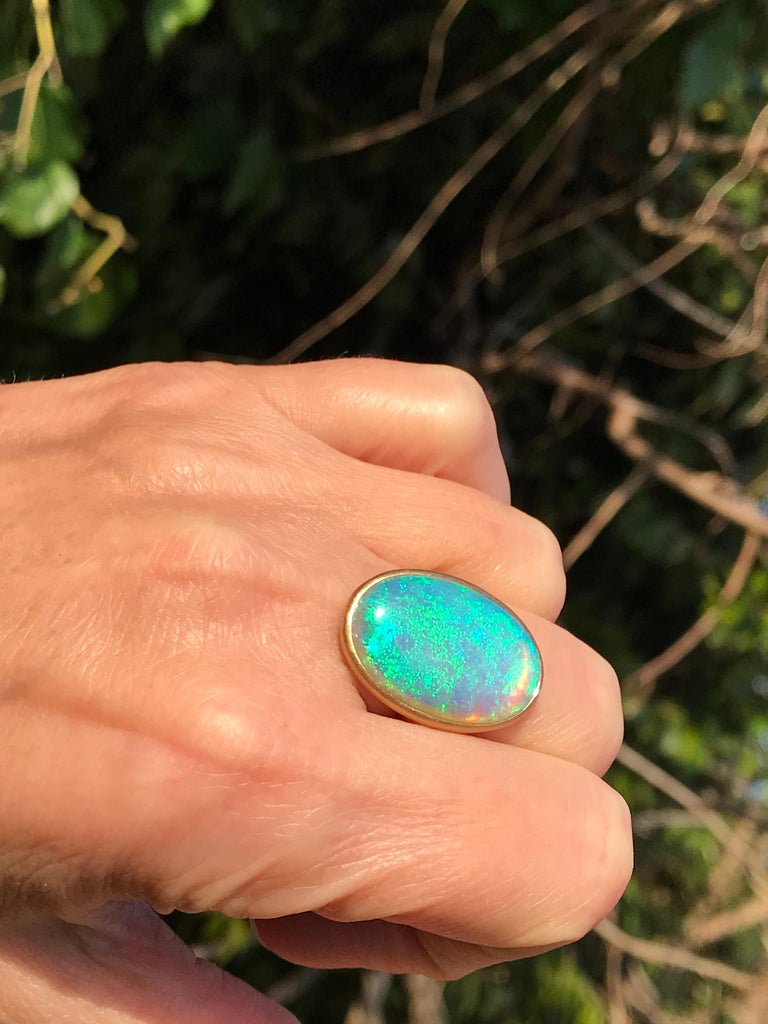Dalben Yellow Gold Ring and Australian Coober Pedy Opal For Sale at 1stDibs