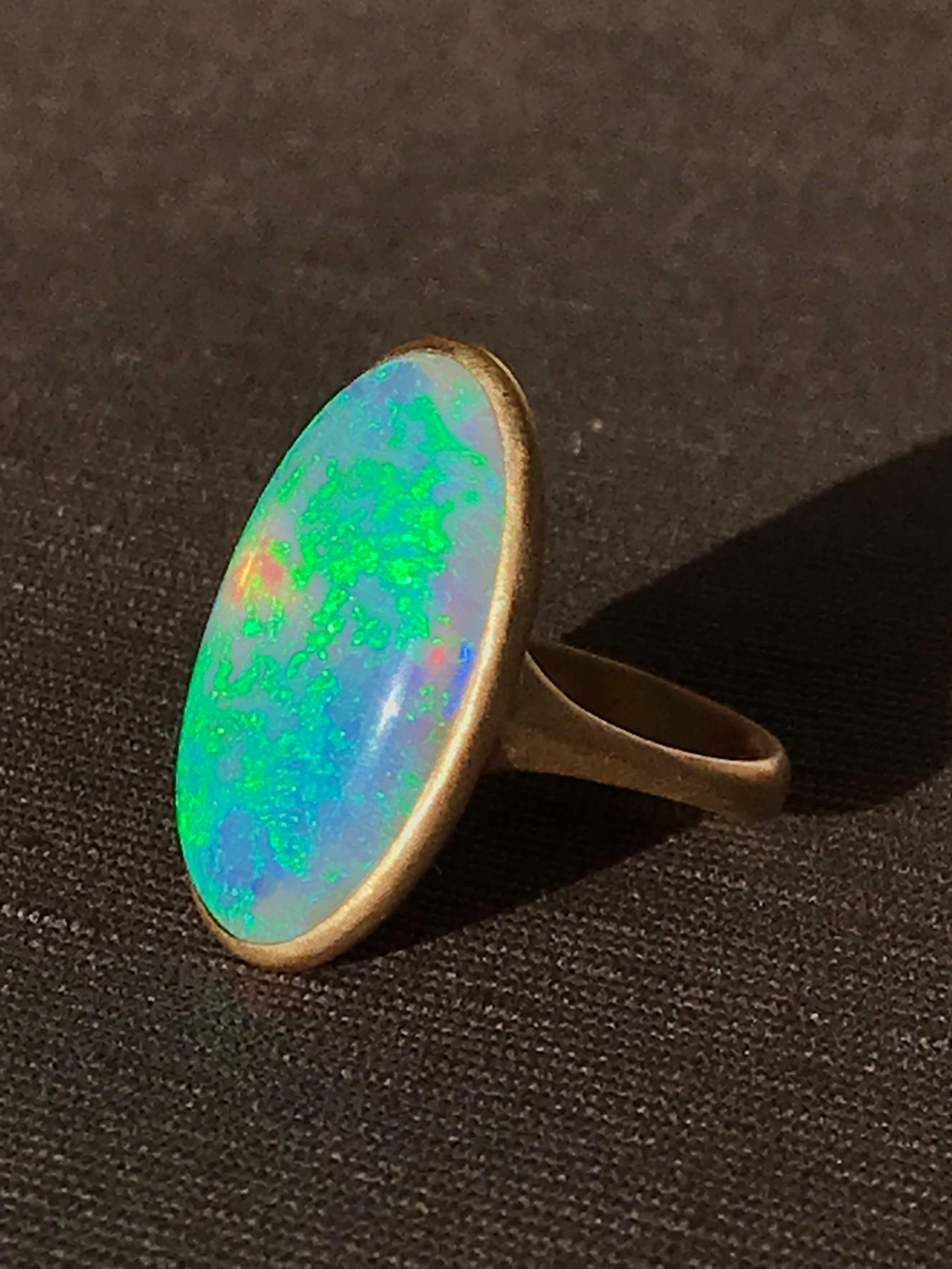 Dalben Yellow Gold Ring and Australian Coober Pedy Opal For Sale 4