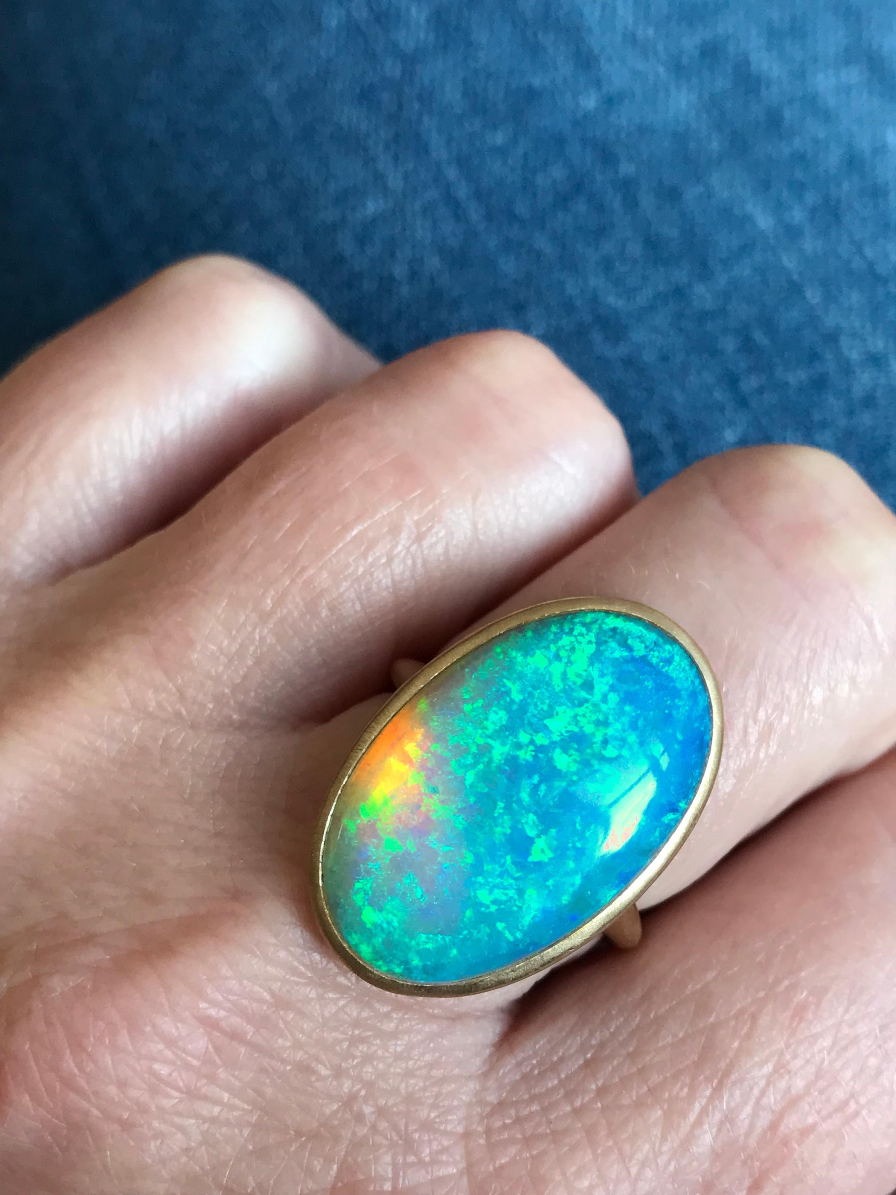 Dalben Yellow Gold Ring and Australian Coober Pedy Opal For Sale 5