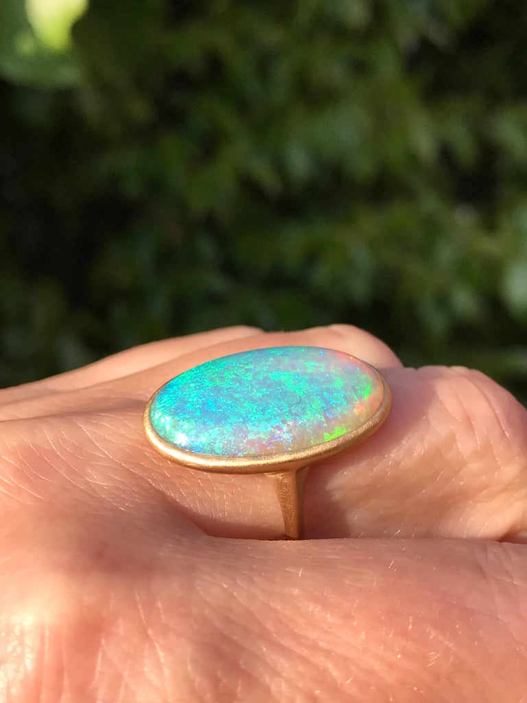 Dalben Yellow Gold Ring and Australian Coober Pedy Opal For Sale at 1stDibs