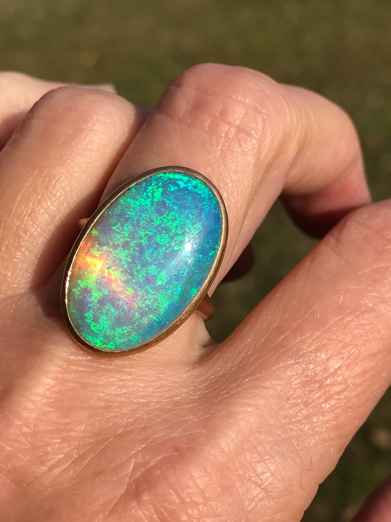 Dalben Yellow Gold Ring and Australian Coober Pedy Opal For Sale at 1stDibs