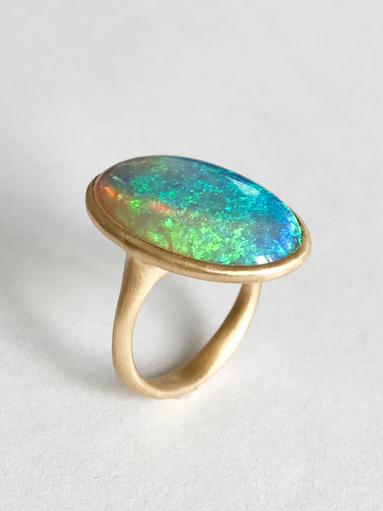 Dalben Yellow Gold Ring and Australian Coober Pedy Opal For Sale at 1stDibs