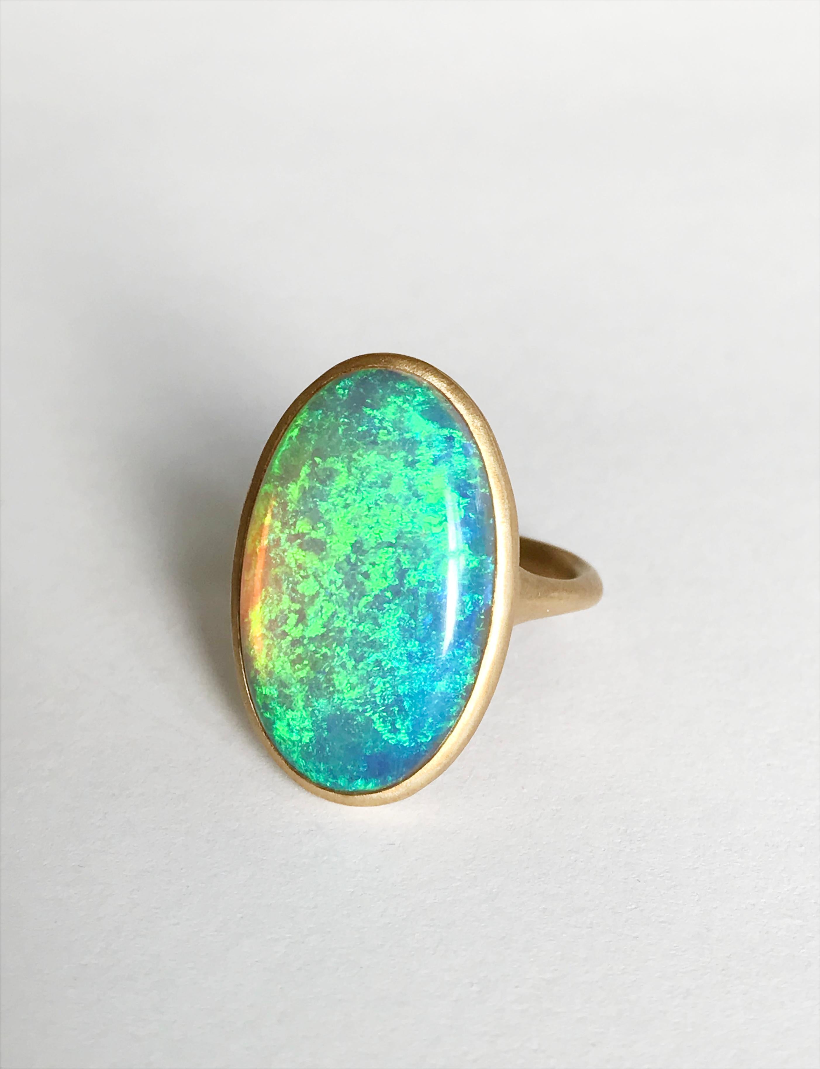 Contemporary Dalben Yellow Gold Ring and Australian Coober Pedy Opal For Sale