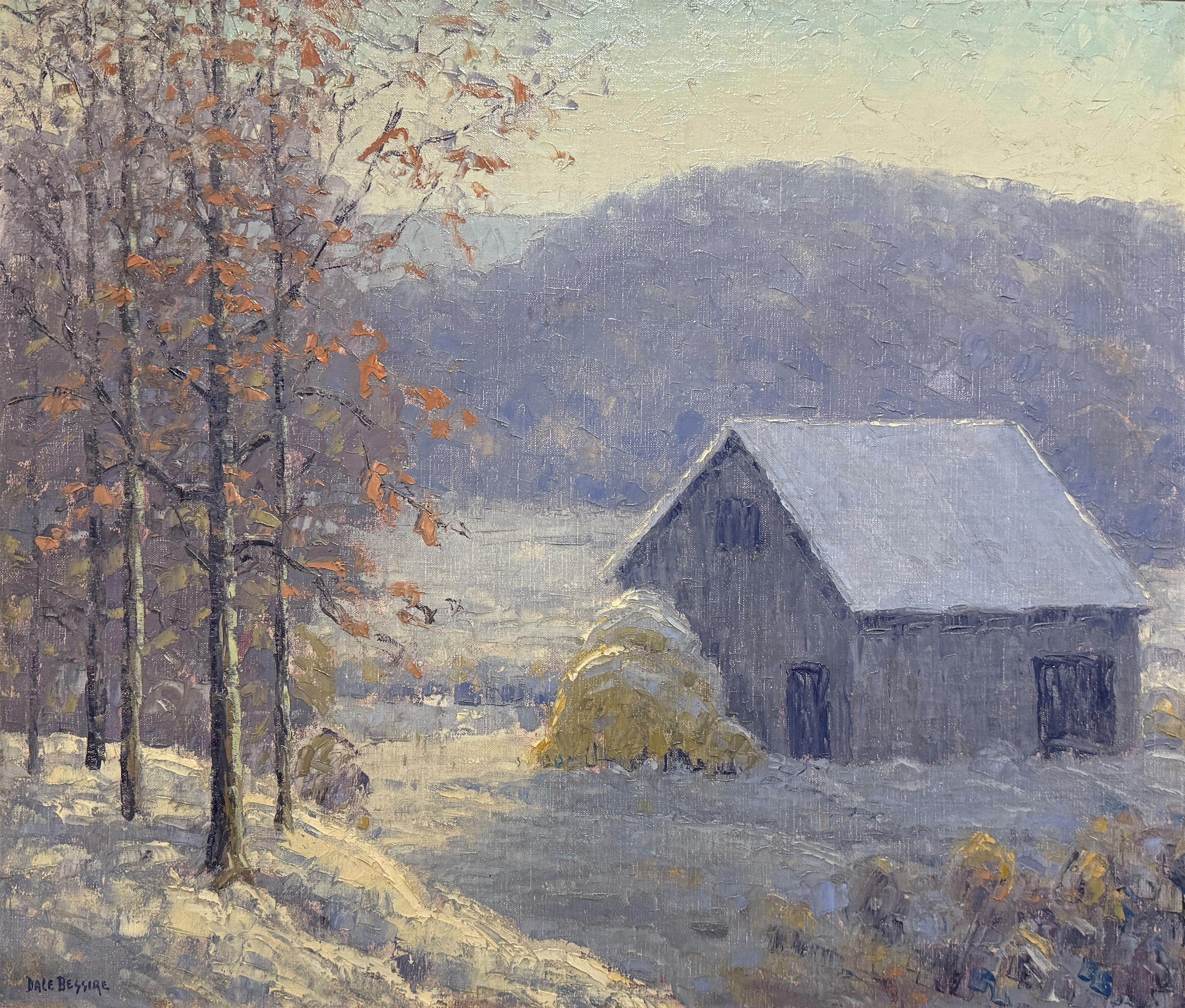 "Paesaggio invernale" Dale Bessire, Impressionista americano, Paesaggio innevato