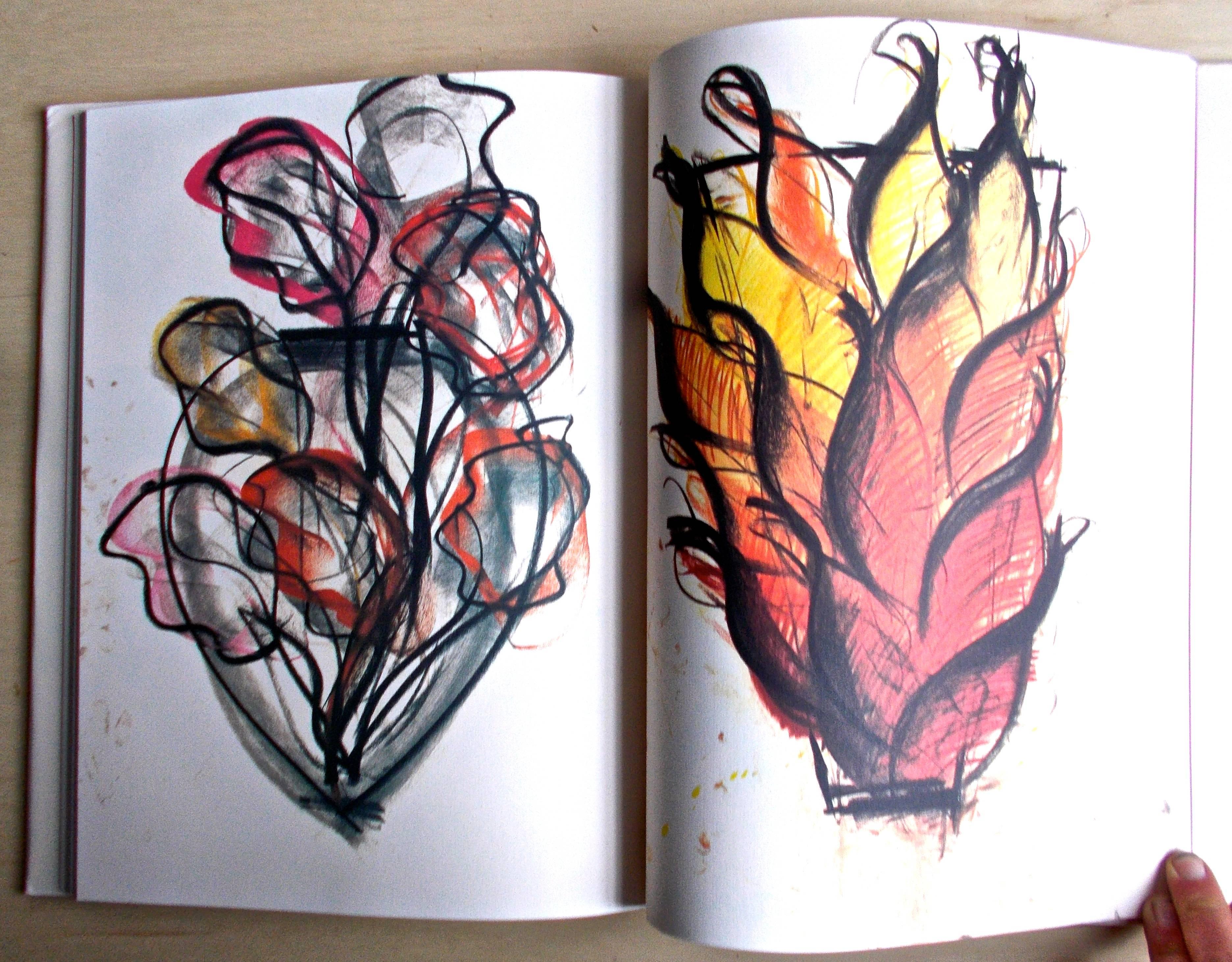 Hand-Painted Dale Chihuly 1990 Oil on Paper Drawing in His Book 