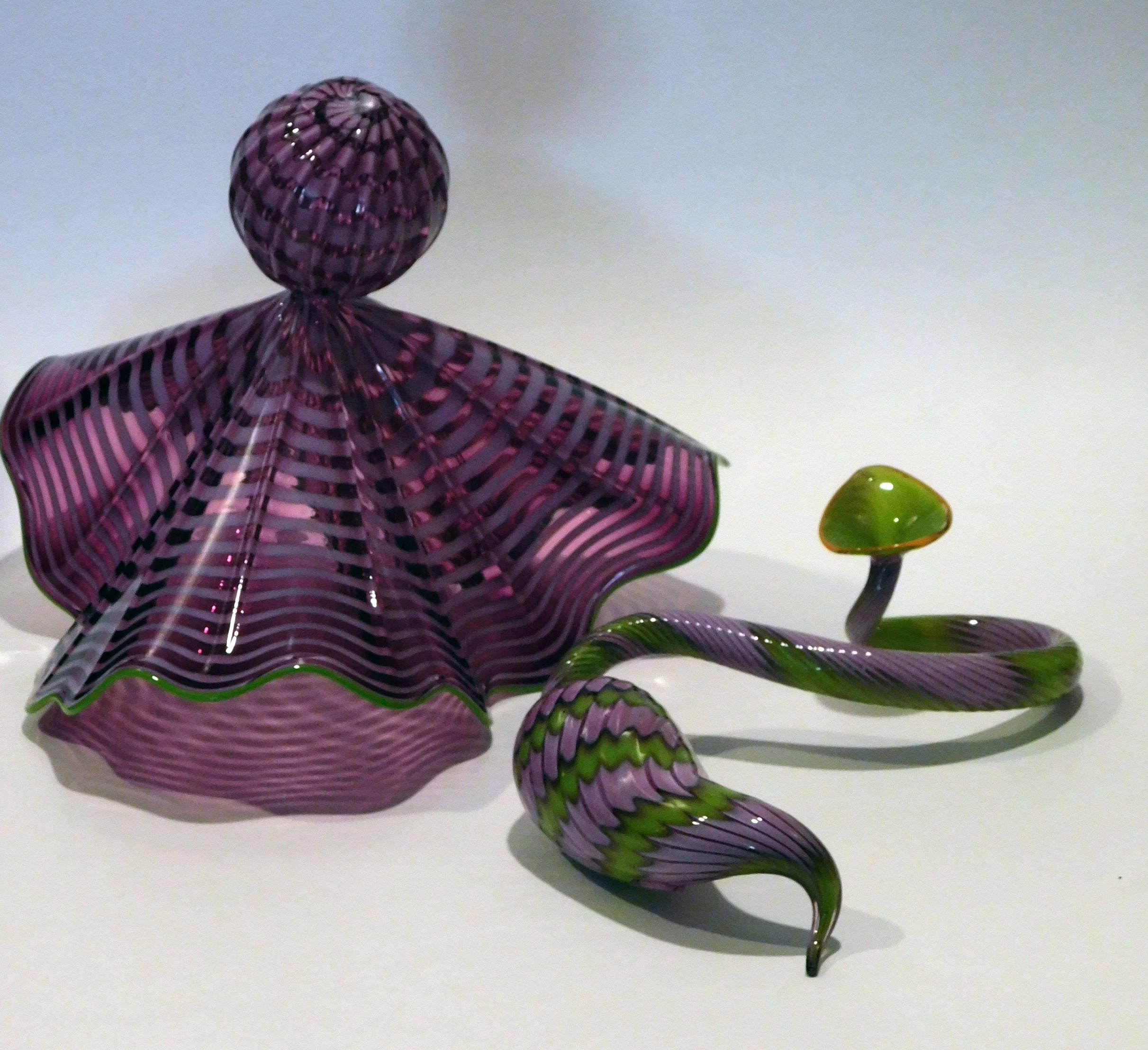 Contemporary Dale Chihuly Amethyst 2 Piece Persian Set Handblown Glass Sculpture, 2005