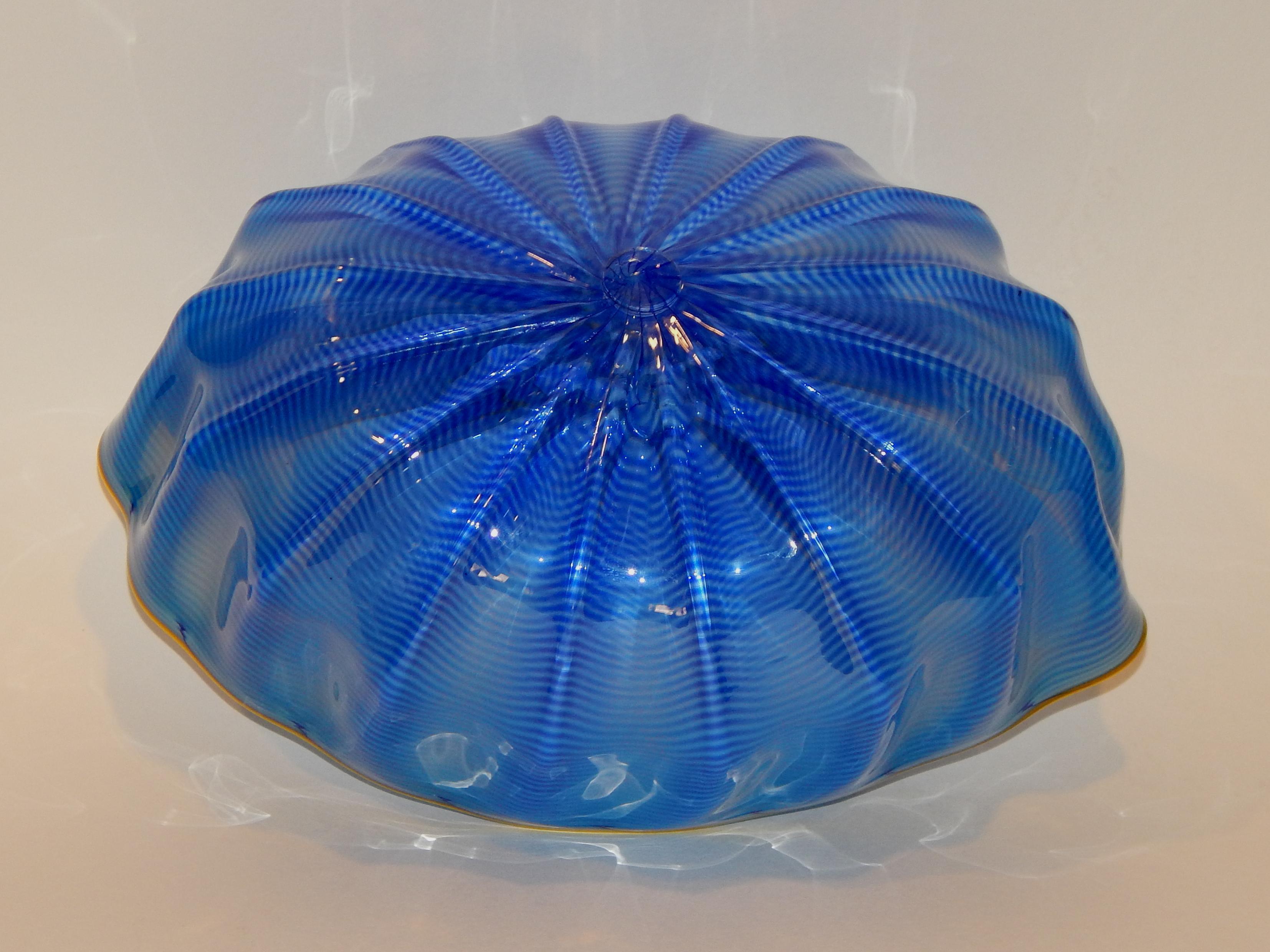 Dale Chihuly Art Glass, 2-Piece Blue Seaform Basket Set, circa 2000 In Excellent Condition In Phoenix, AZ
