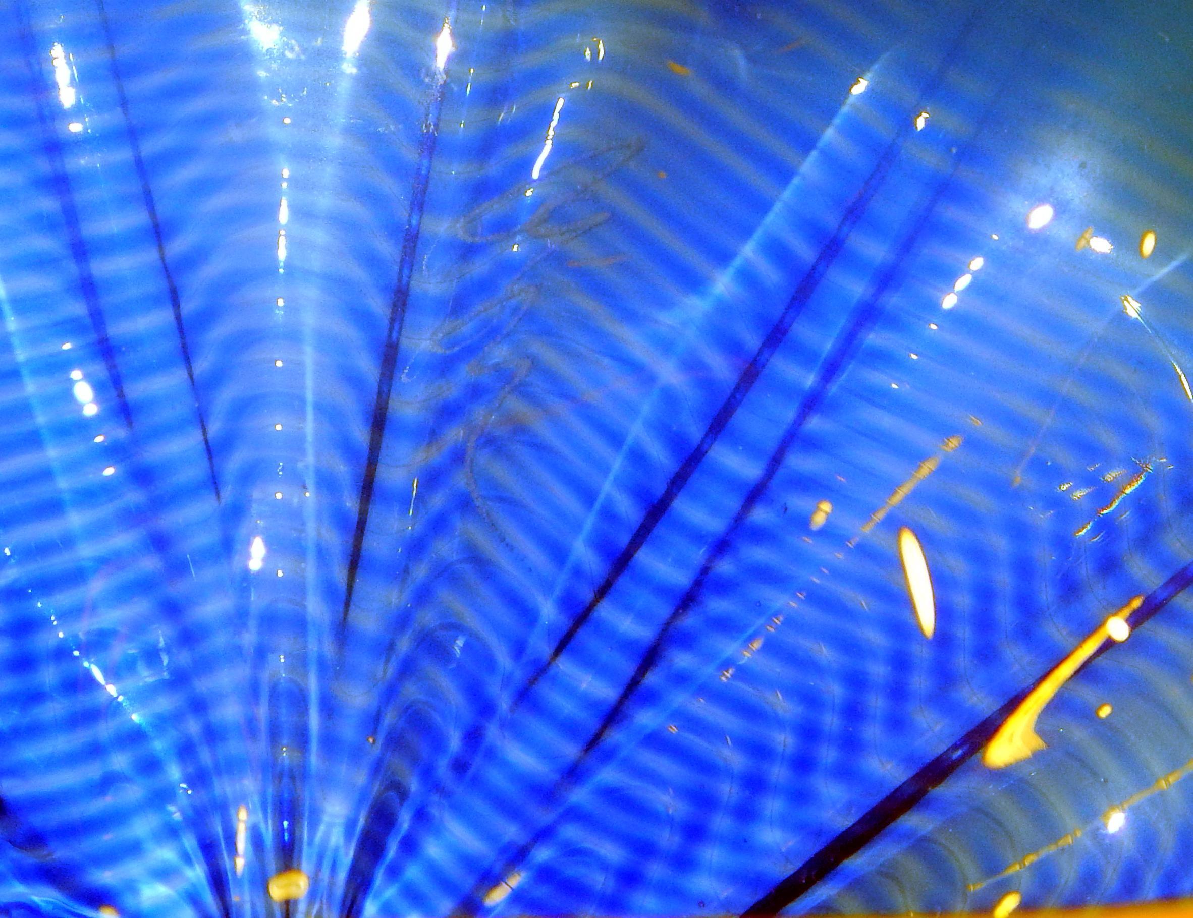 20th Century Dale Chihuly Art Glass, 2-Piece Blue Seaform Basket Set, circa 2000