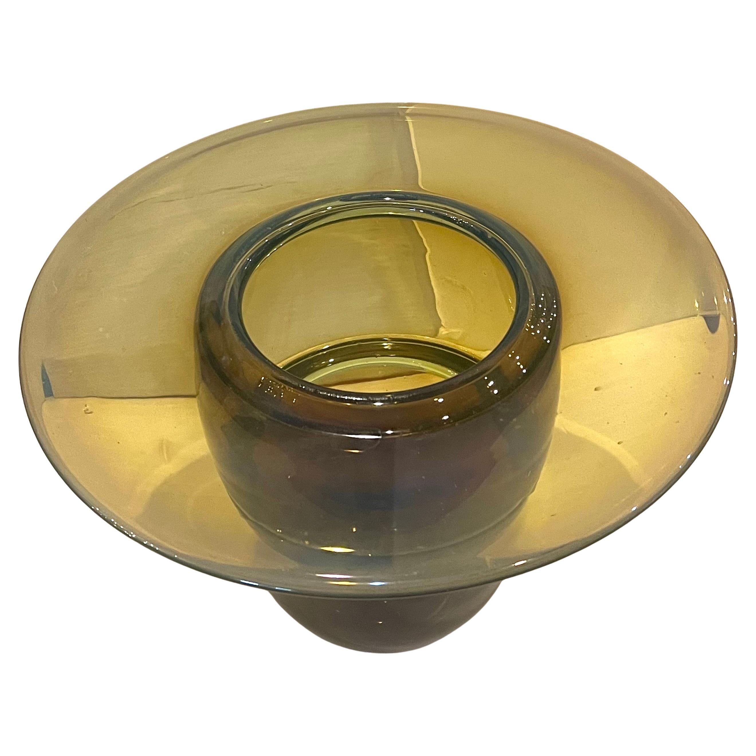 American Dale Chihuly & James Carpenter Glass Blown Vase Signed & Dated 1973 For Sale
