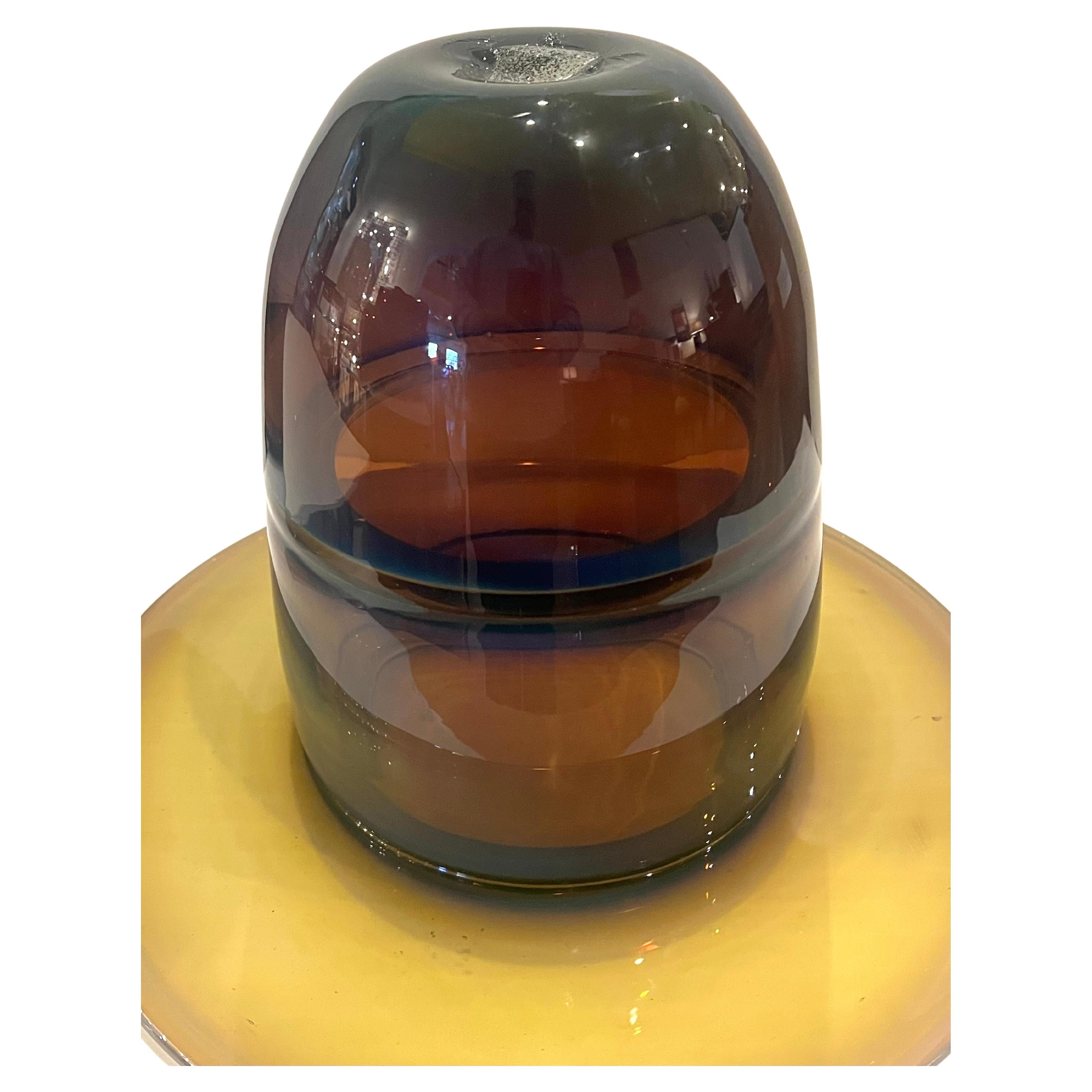 20th Century Dale Chihuly & James Carpenter Glass Blown Vase Signed & Dated 1973 For Sale