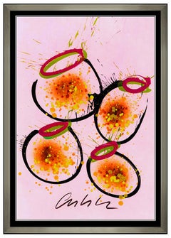 Dale Chihuly Original Mixed Media Paintings Basket Glass Signed Large Framed Art