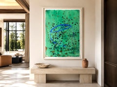 Dale Chihuly Aqua Green Basket Signed Original 42” Painting