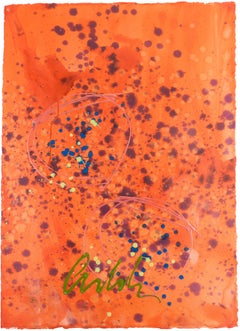 Tableau original signé de Dale Chihuly « Coral Red Baskets », 42 pouces