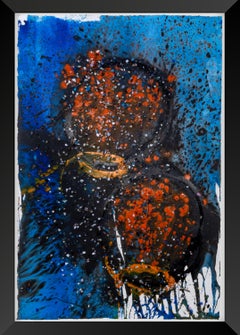 Dale Chihuly Orange and Blue Baskets Large 60” Signed Original Mixed Media