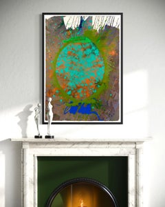 Dale Chihuly Turquoise Orange Macchia Signed 42 Inch Original Painting