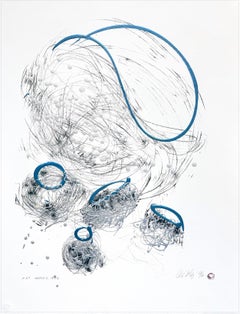 BASKET DRAWING Signed Lithograph, Unique B.A.T Proof 1996, Free-form Abstract
