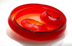 Dale Chihuly Four-Piece Castillian Red Basket Set Signed 2000 Handblown Glass