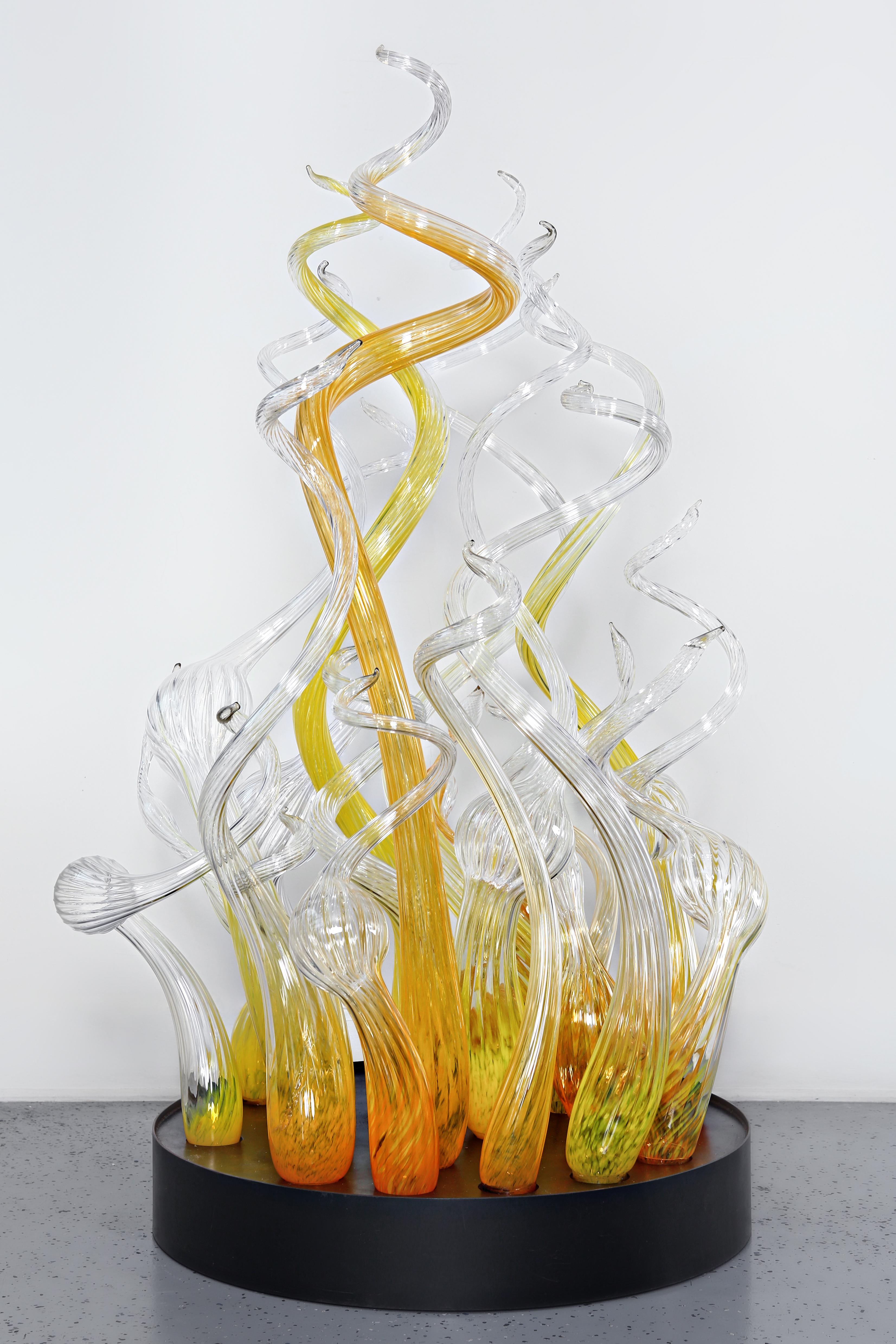 Clear Amber Tabletop Chandelier - Sculpture by Dale Chihuly