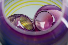 Dale Chihuly 3 Piece Royal Violet Basket Set Hand Blown Glass Signed Dated