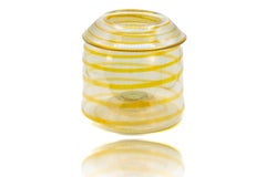 Dale Chihuly c.1970 Transparente con rayas amarillas Pilchuck Vidrio soplado 6 Pulgadas de ancho