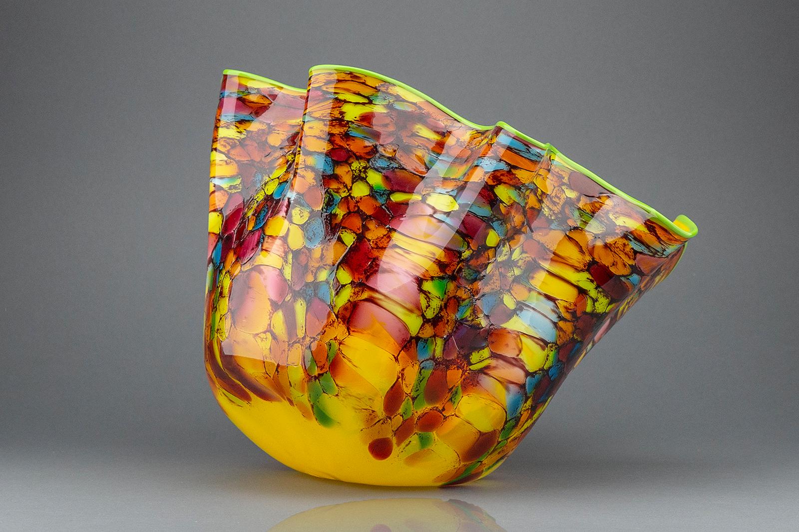 Dale Chihuly Carnaval Macchia Large Glass Vase w/Ruffled Edge contemporary art For Sale 1