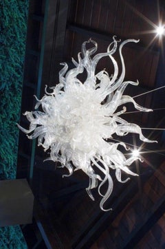 Dale Chihuly Chandelier 4.5x8' Emery Gilded Pearl Chandelier Hand Blown Glass