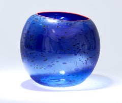 Dale Chihuly, „Cobalt Blue Basket“, 1994, Portland Press, signiert, mundgeblasenes Glas