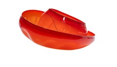 Dale Chihuly Large 25” Fire Red Basket Pair Signed Hand-Blown Glass